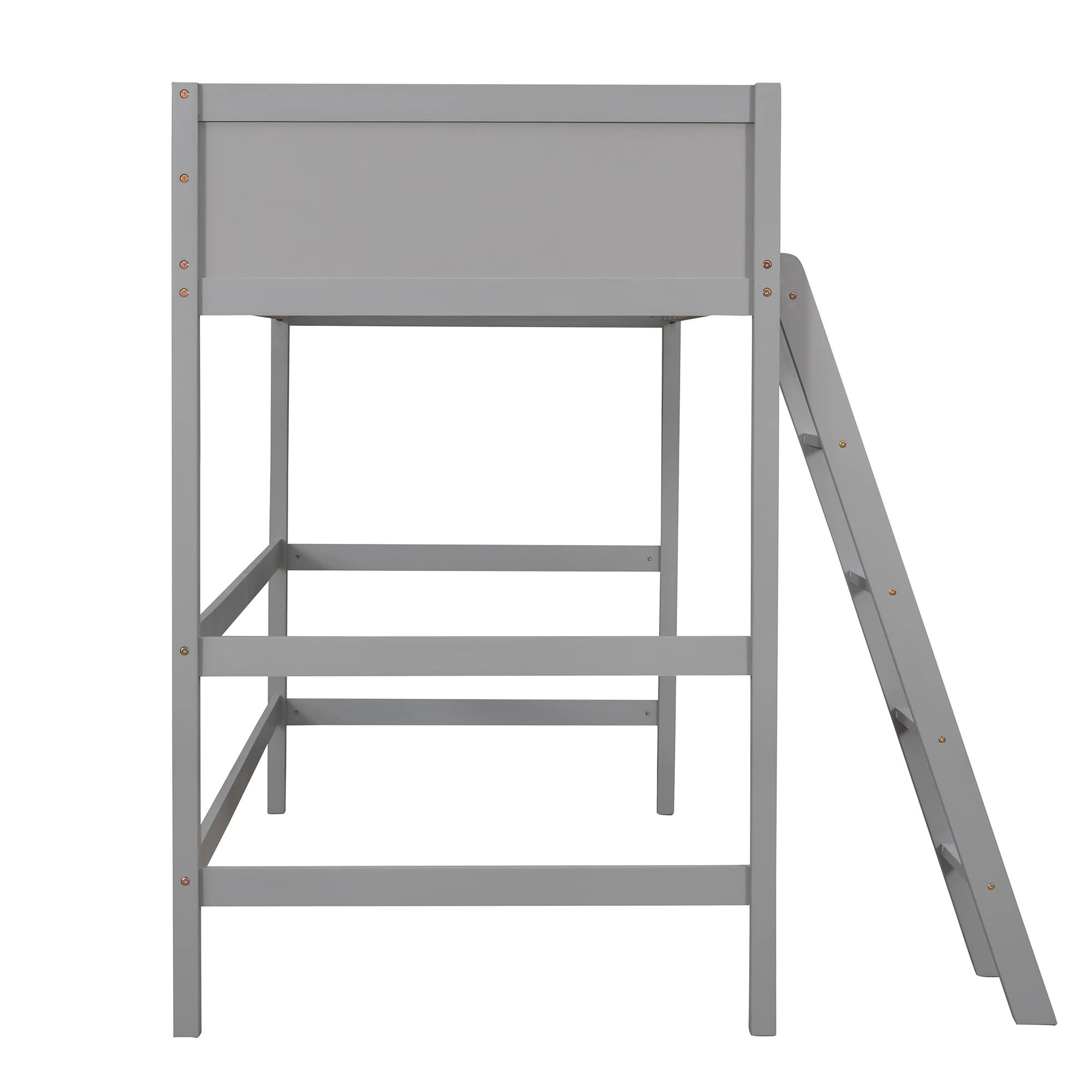 Harper & Bright Designs Twin Size Wooden Loft Bed with Ladder - Sturdy Bed Frame for Kids, Teens & Adults in Gray - Perfect for Small Spaces, Dorm Rooms & Kids' Bedrooms