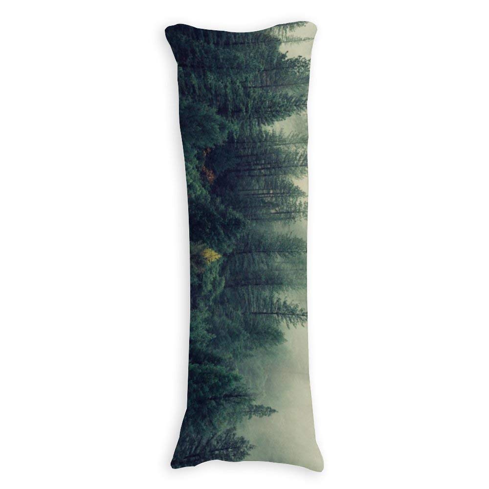 Premium Black Spruce Fir Forest Print Body Pillow Cover - 20x54 Inches with Zipper, Soft Cotton Pillowcase for Bed, Couch & Travel - Funny Gift Idea for Nature Lovers & Anime Fans