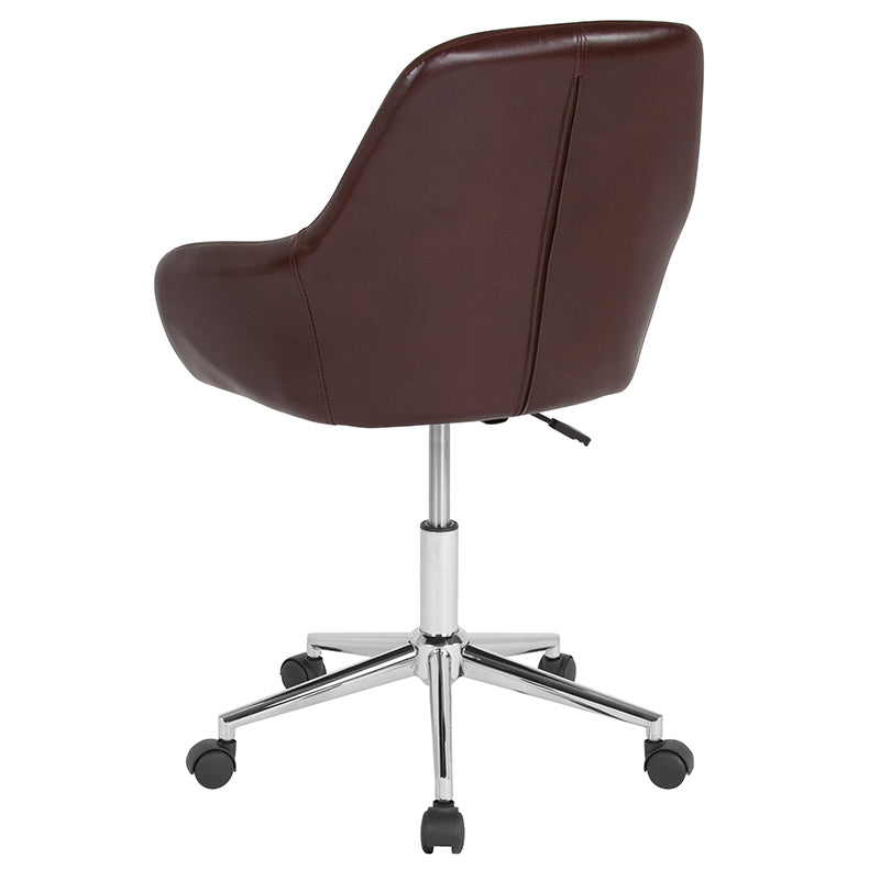 Premium Black Leather FLASH Cortana Mid Back Chair - Ergonomic Home & Office Desk Chair for Comfortable Working, Studying, and Gaming