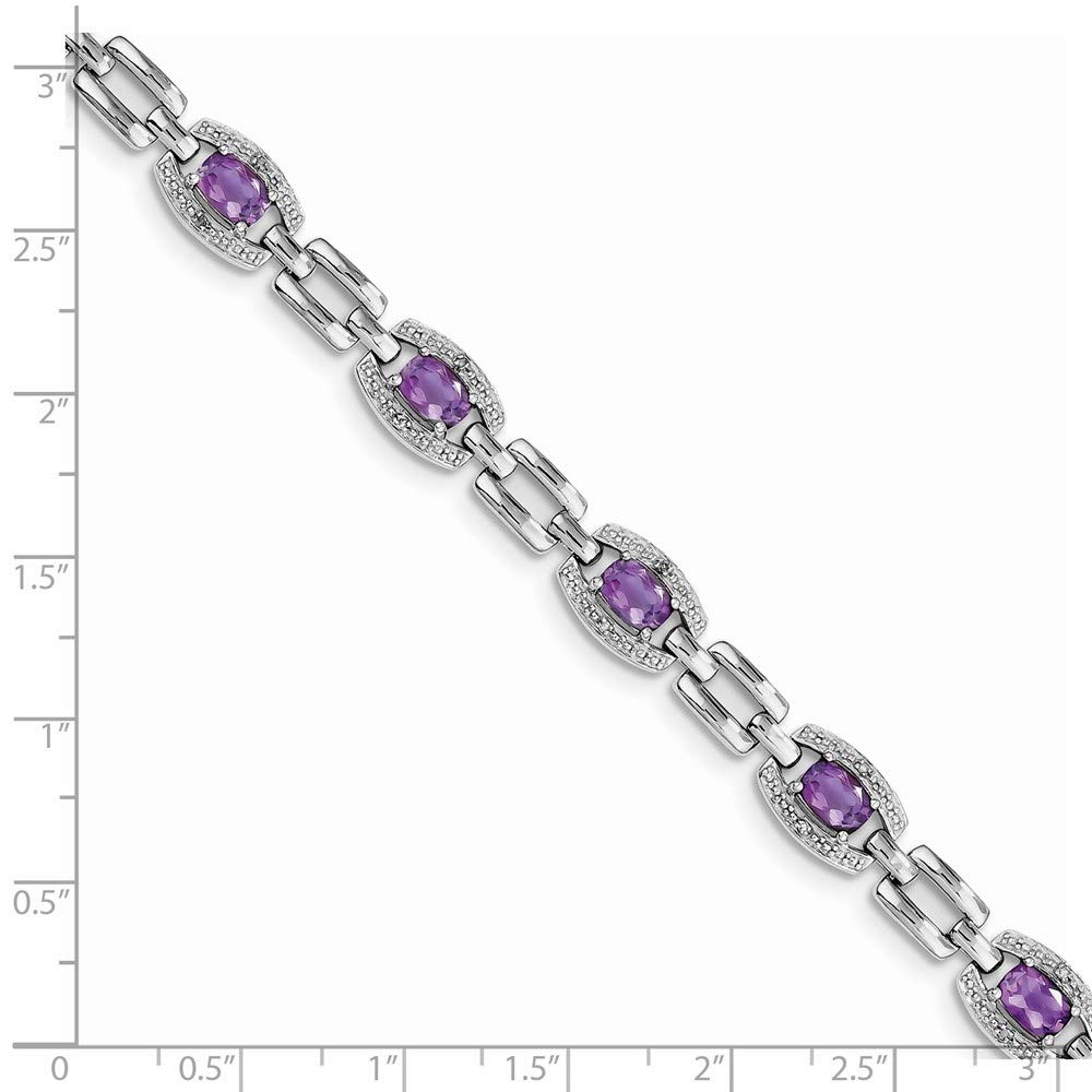 925 Sterling Silver Amethyst & Diamond Bracelet for Women | Elegant Fine Jewelry Gift for Her | 7