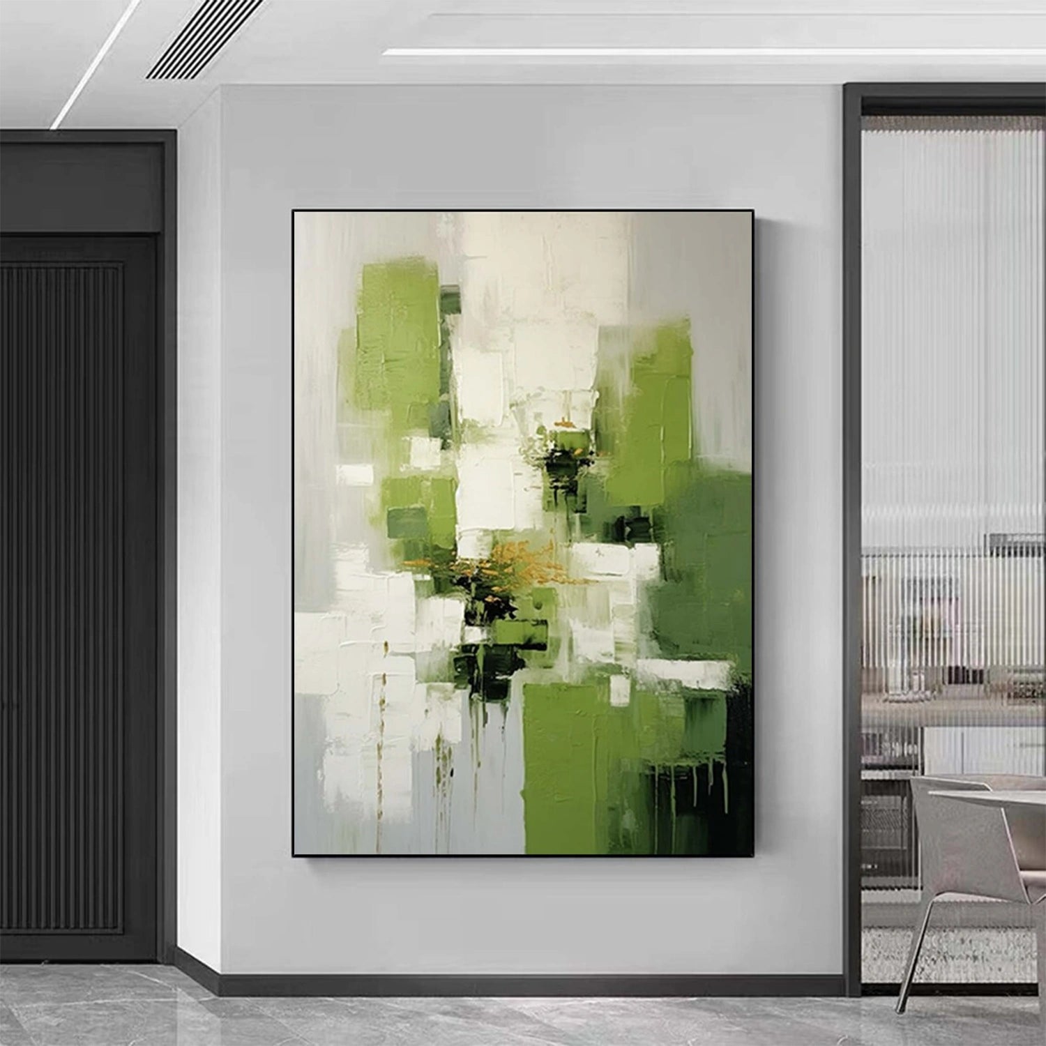 Blue & Green Abstract Wall Art Canvas Print #BG103 - Modern Home Decor for Living Room, Bedroom & Office