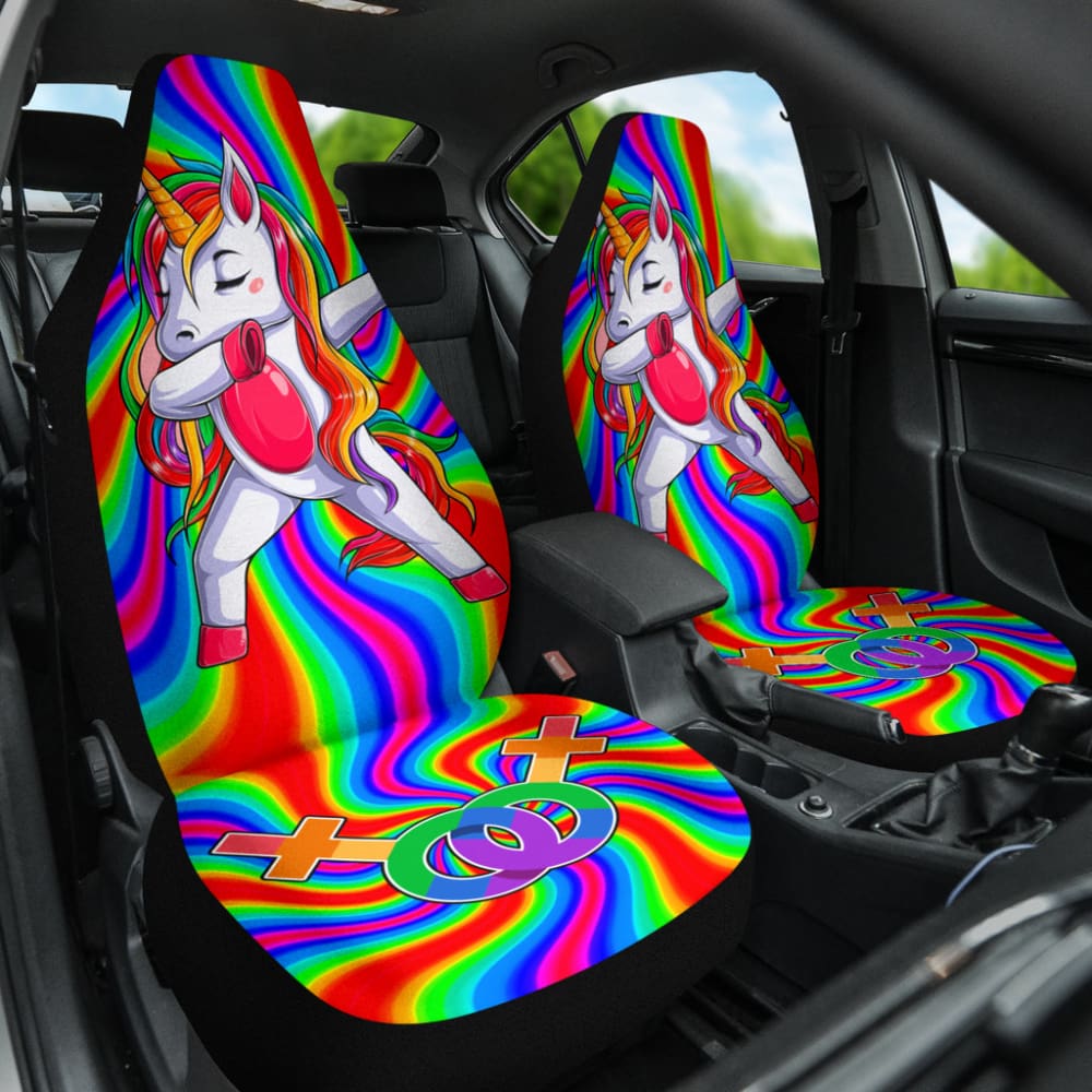 Rainbow Unicorn LGBT Pride Car Seat Covers - Soft Universal Fit for Cars, Trucks & SUVs - Perfect for Pride Parades, Road Trips & LGBTQ+ Supporters