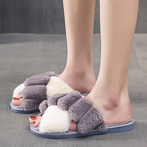 Women's Cozy Fuzzy Slippers - Open Toe Fleece House Shoes for Indoor/Outdoor Wear