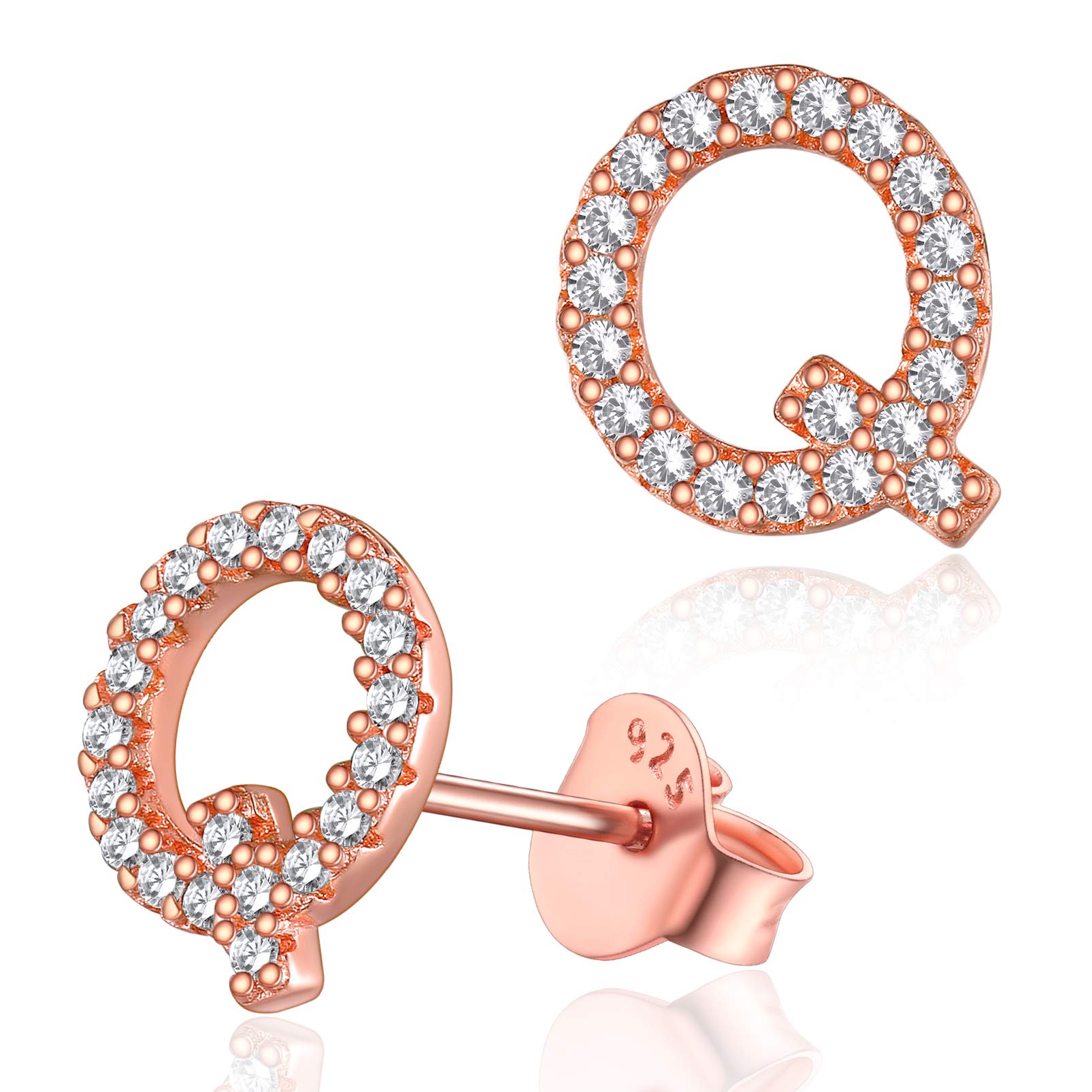 Elegant Silver Initial 'Q' Stud Earrings for Women - Sterling Silver Tiny Letter Charm Earrings | Perfect for Gifts, Birthdays, and Everyday Wear