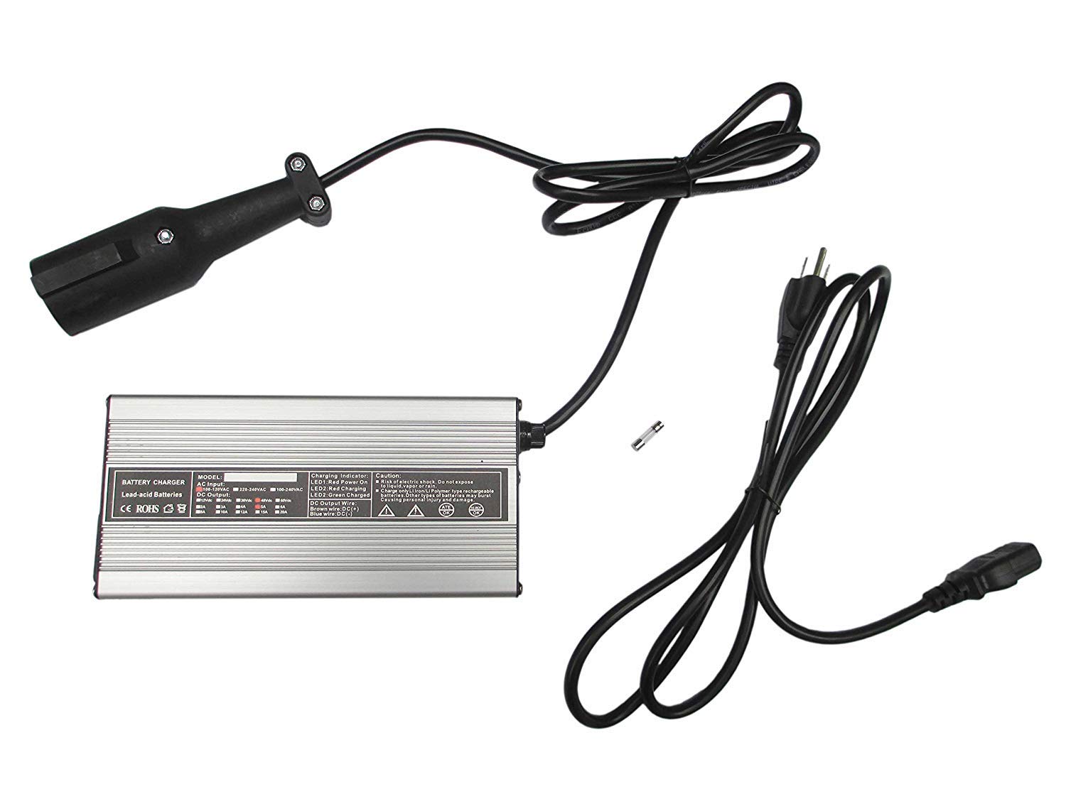 Club Car 48 Volt 5 Amp Golf Cart Battery Charger with 3 Pin Plug - Fast Charging for Golf Carts, Electric Vehicles & Mobility Scooters - Perfect for Home, Golf Course & RV Use
