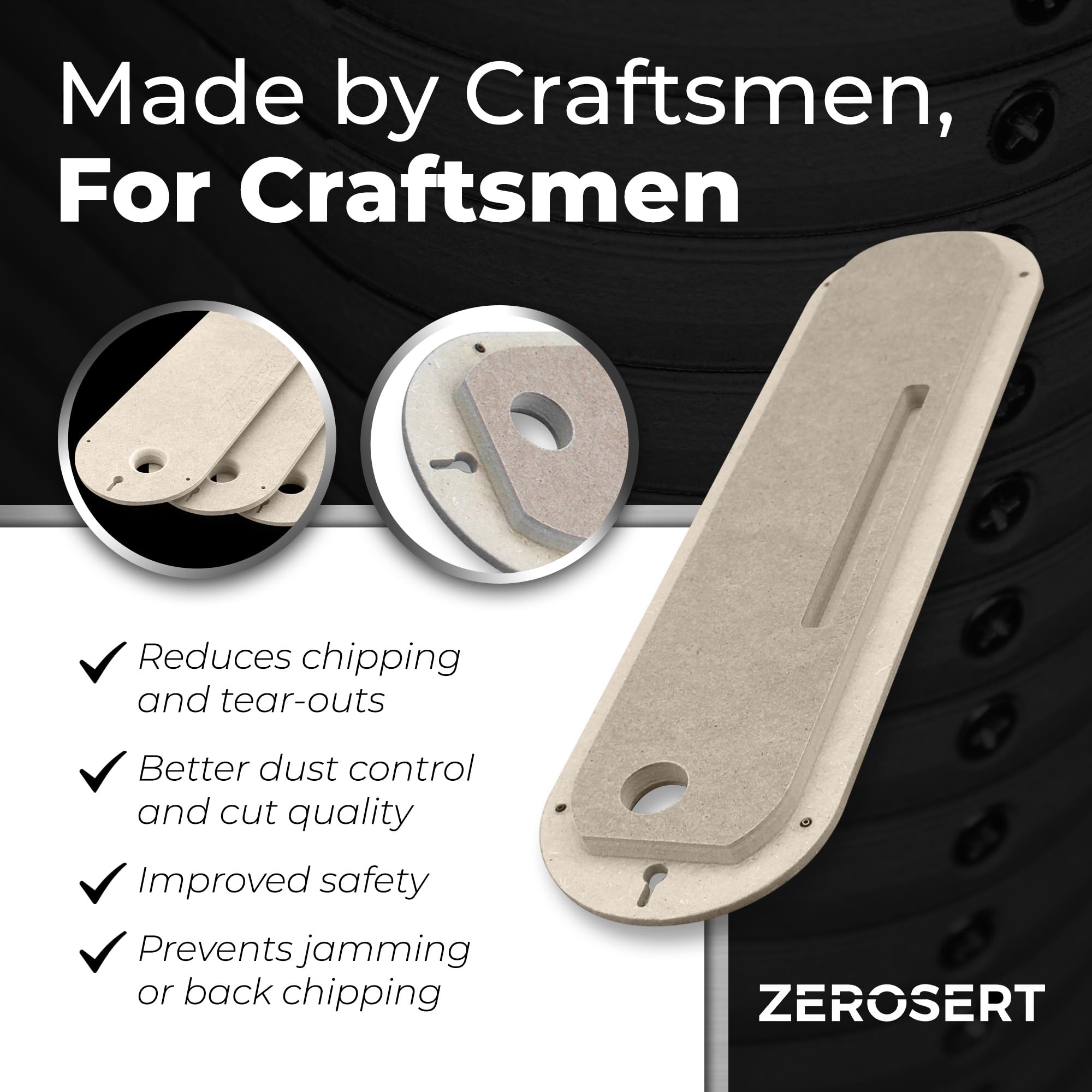 Zero Clearance Table Saw Inserts - Compatible with Rigid TS2424, TS2412 & TS3612 Table Saws (3-Pack) - Perfect for Woodworking, DIY Projects & Precision Cutting