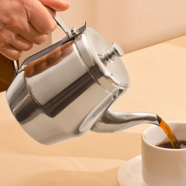 Premium Winco 20 Oz Stainless Steel Gooseneck Teapot for Pour Over Coffee & Loose Leaf Tea - Perfect for Home Brewing & Barista Use