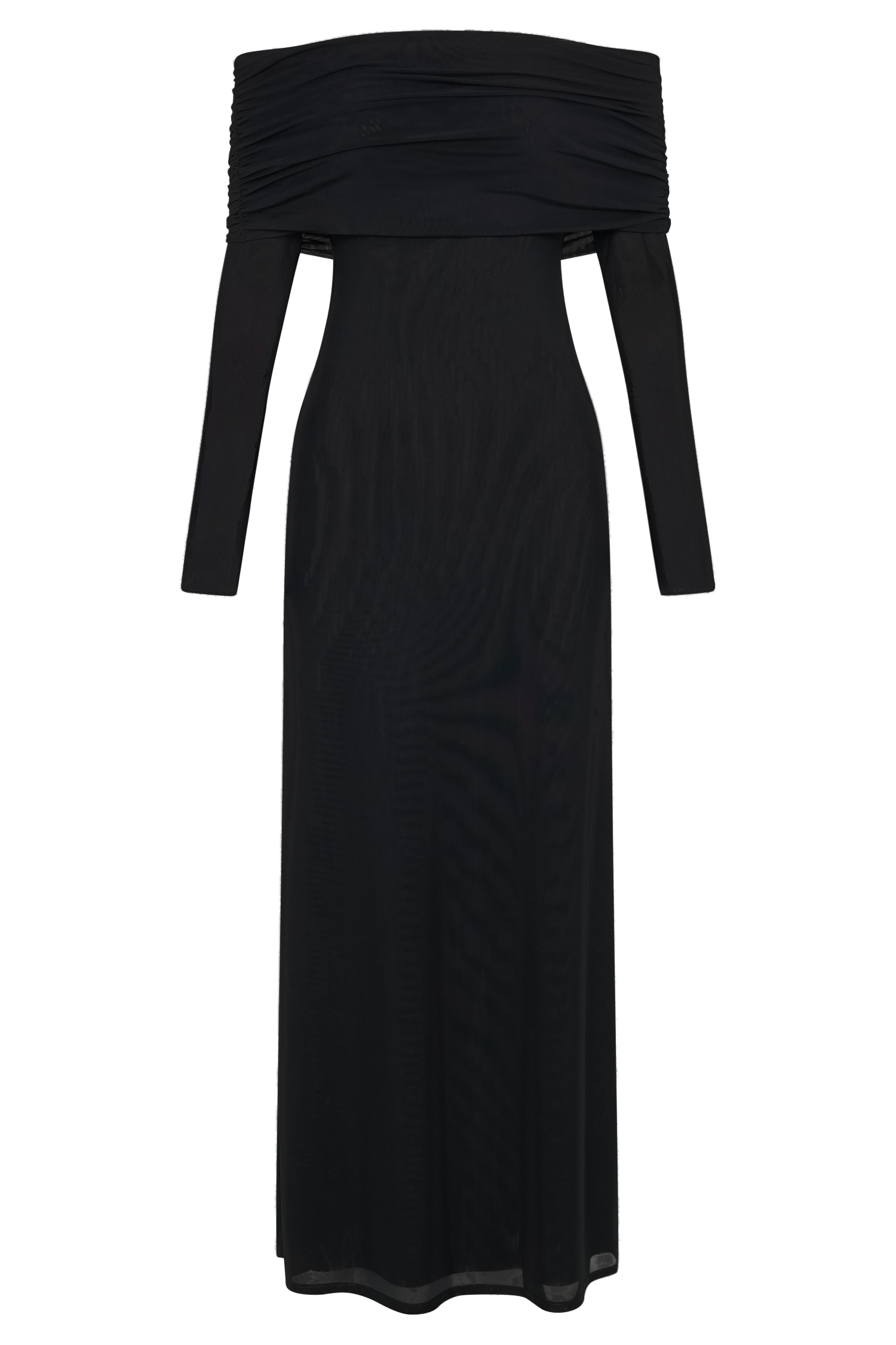 Josie Off Shoulder Mesh Maxi Dress for Women - Elegant Black Long Evening Gown for Parties, Weddings & Special Occasions