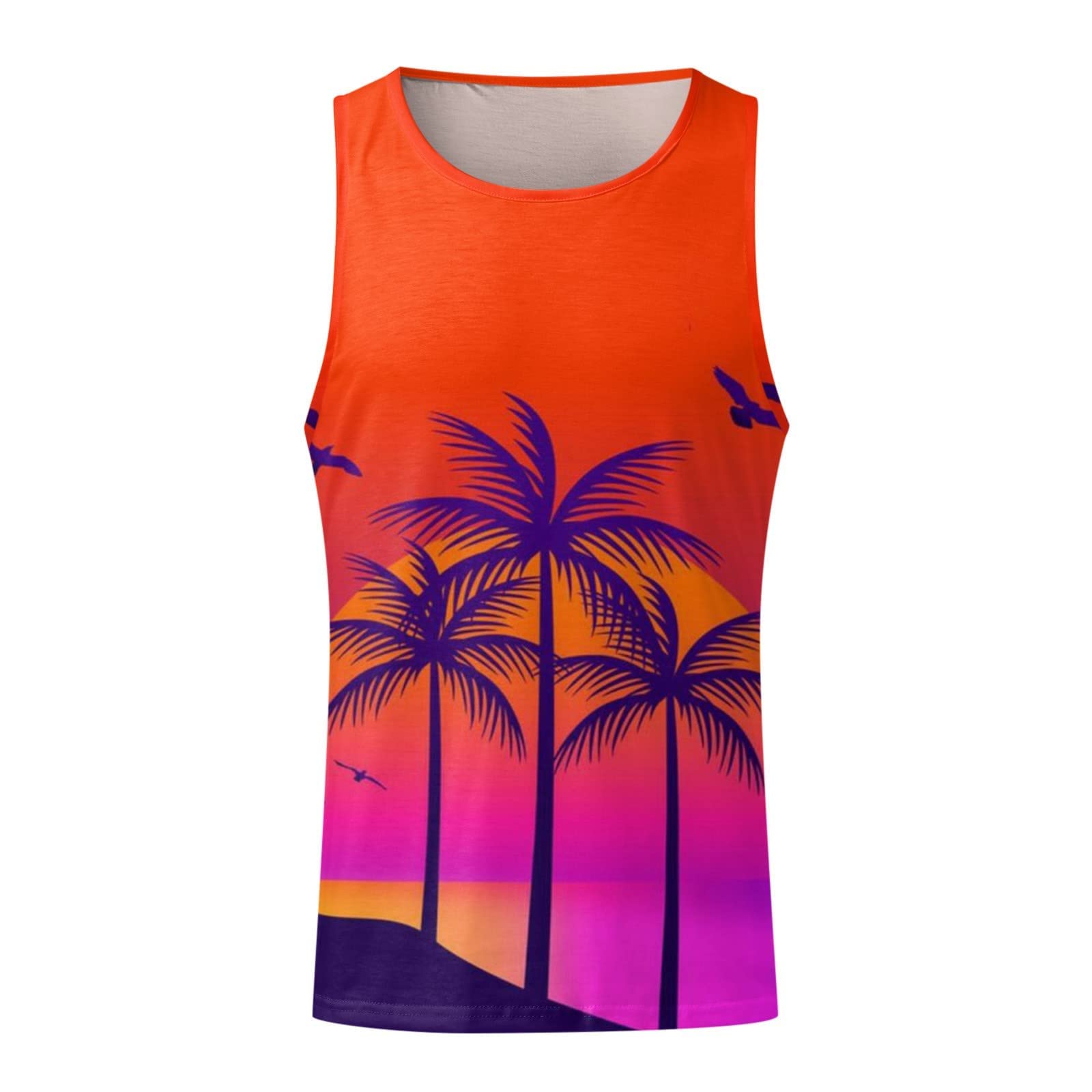 Men's Sleeveless Crewneck Graphic Tank Tops - Summer Workout & Beach Shirts - Gym, Running, Casual Wear