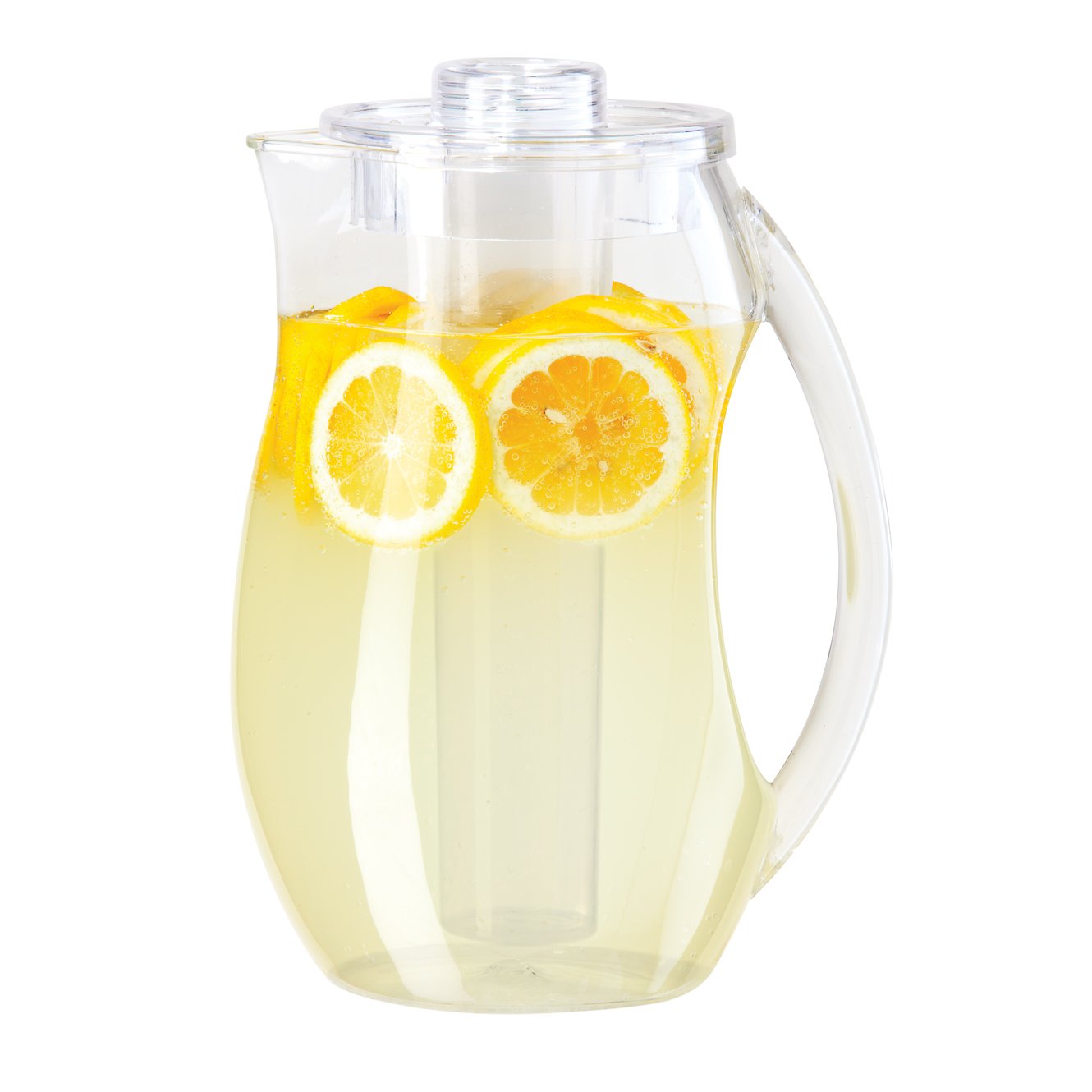 Oggi Ice and Infusion Acrylic Pitcher - 64oz Clear Beverage Dispenser with Lid & Spout - Perfect for Iced Tea, Lemonade, Cocktails & Party Drinks