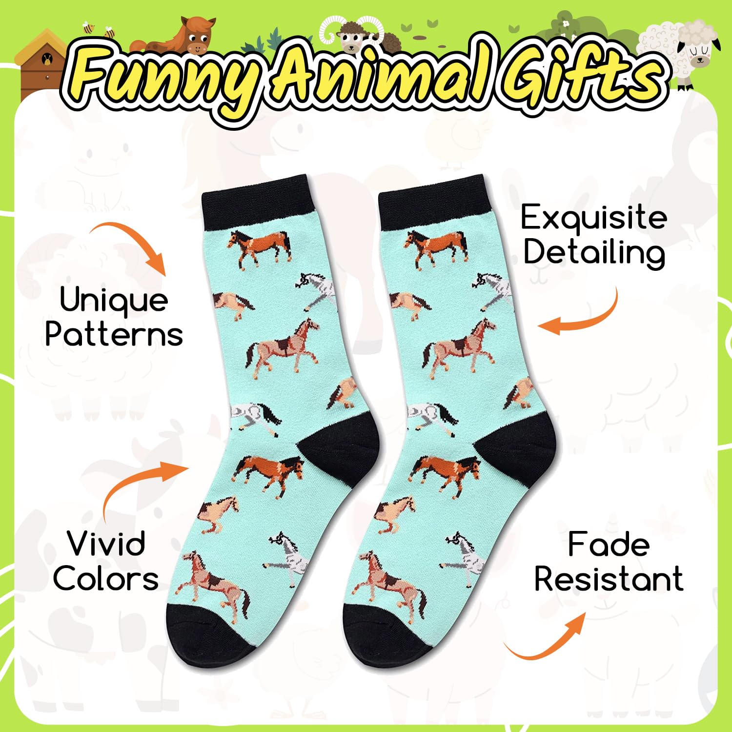 HappyPop Funny Animal Novelty Socks for Women & Girls - Cute Llama, Horse, Cow Crazy Socks - Perfect Gift for Teens, Birthday, Christmas | Wear for Parties, Gifts, Casual Fun