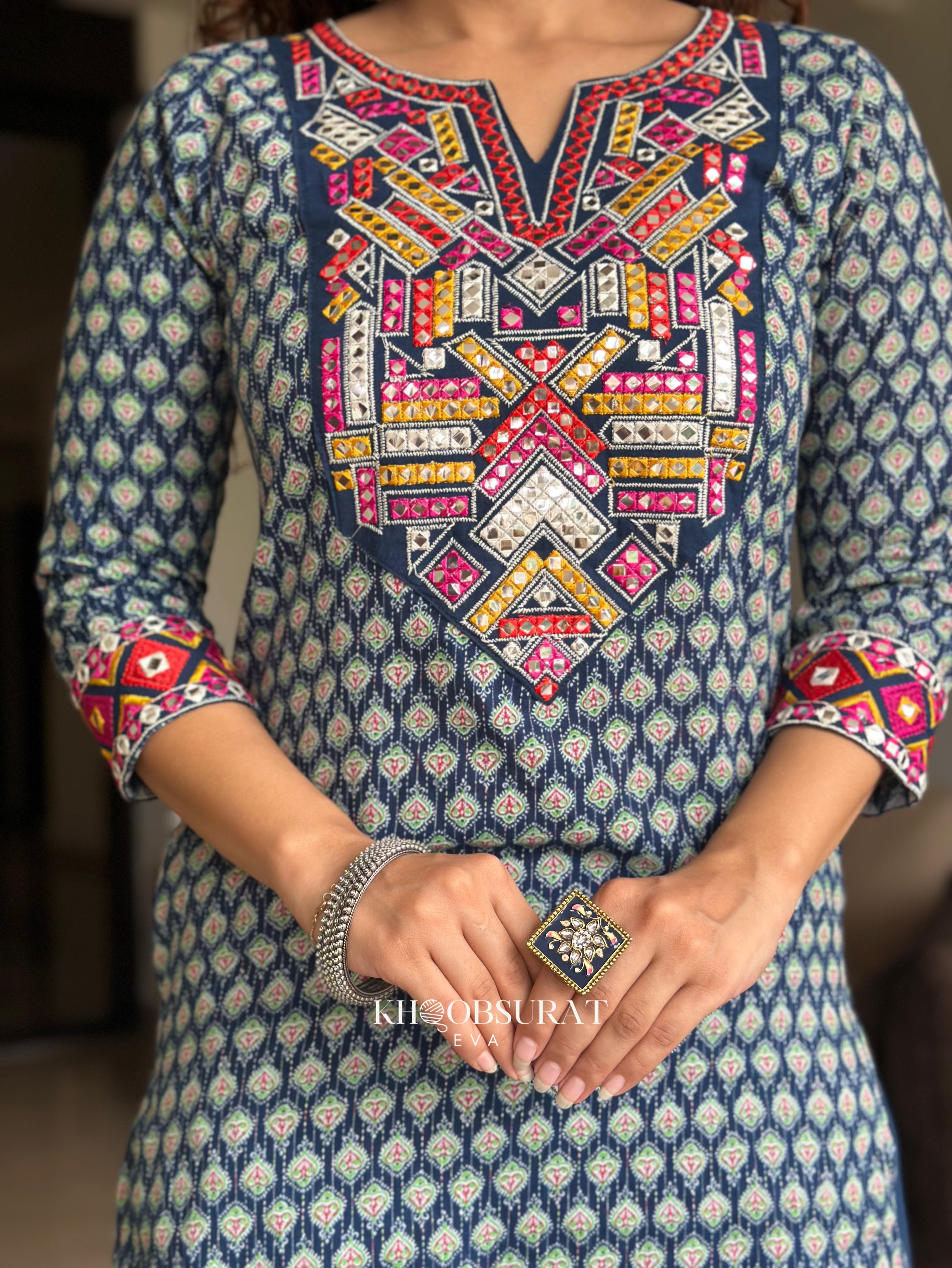 Radha Blue Kurta with Afghani Salwar - Traditional Indian Ethnic Wear for Women | Perfect for Festivals, Weddings & Cultural Events