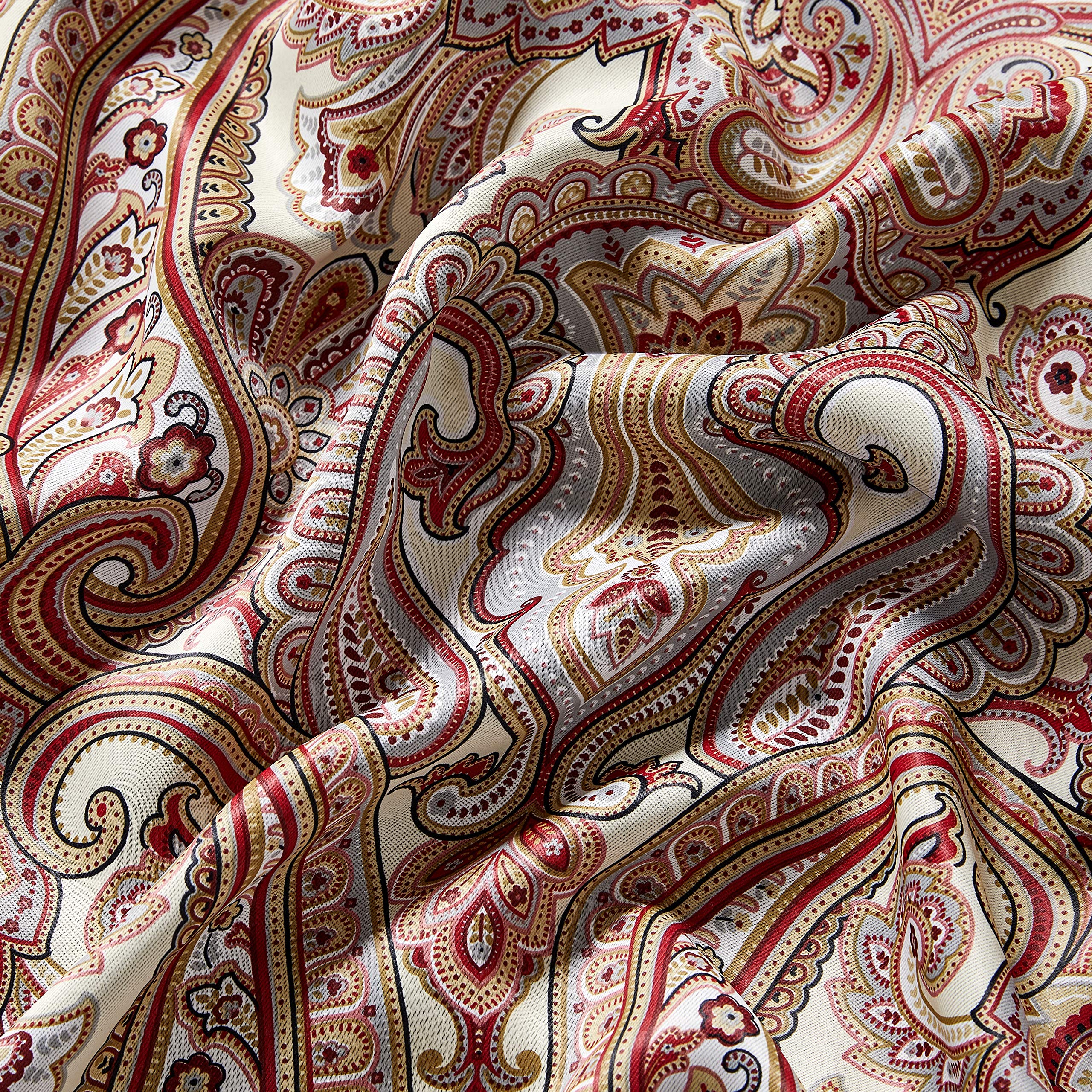 HLC.ME Paris Paisley Print Thermal Insulated Semi-Blackout Curtain Panels - Set of 2 (50x72 Inch, Spice Red) | Energy Saving Room Darkening Window Drapes for Bedroom, Living Room & Home Decor