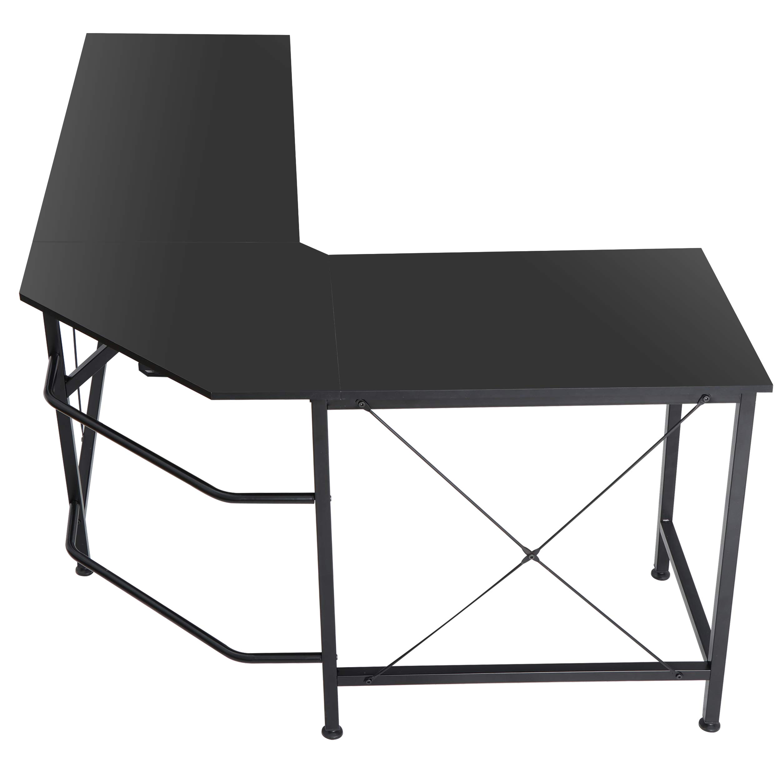 HomGarden L-Shaped Computer Desk - Modern Corner Workstation for PC & Laptop, Sturdy Wood Desktop with Metal Frame (Black) - Perfect for Home Office, Gaming & Study Spaces