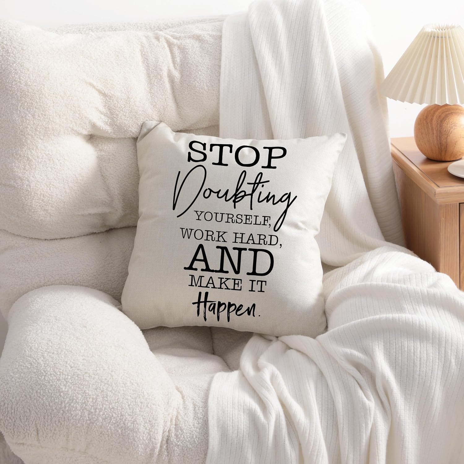 NTBAY Motivational Linen Throw Pillow Cover 18x18 Inches - Inspirational Words Decor for Sofa, Couch & Bed - Perfect for Living Room, Bedroom & Office Decor