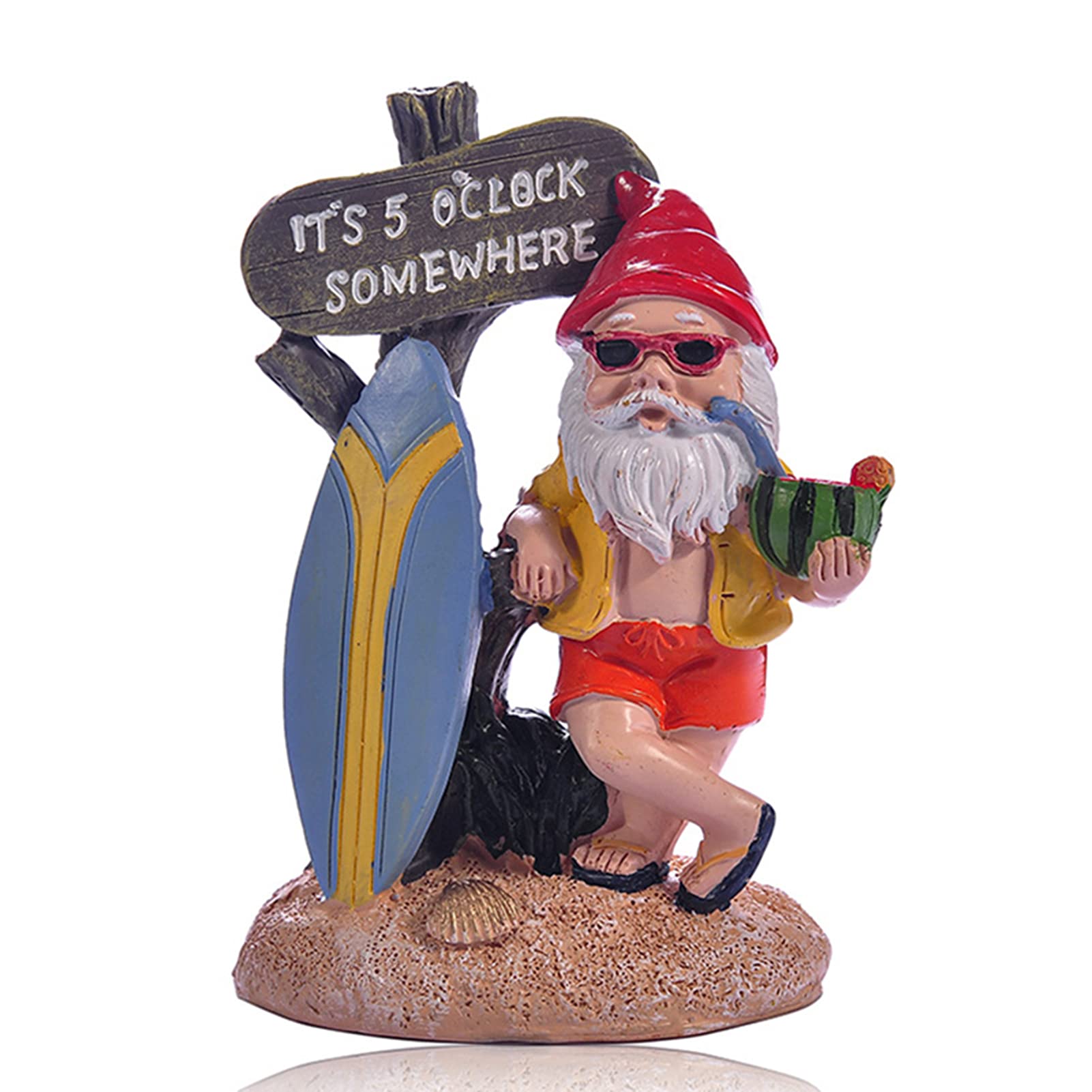 Hand-Painted Surfing Gnomes Garden Statue - Weatherproof Resin Outdoor Decor for Lawn, Yard & Patio - Whimsical Sculpture for Beach & Surf-Themed Home Decor