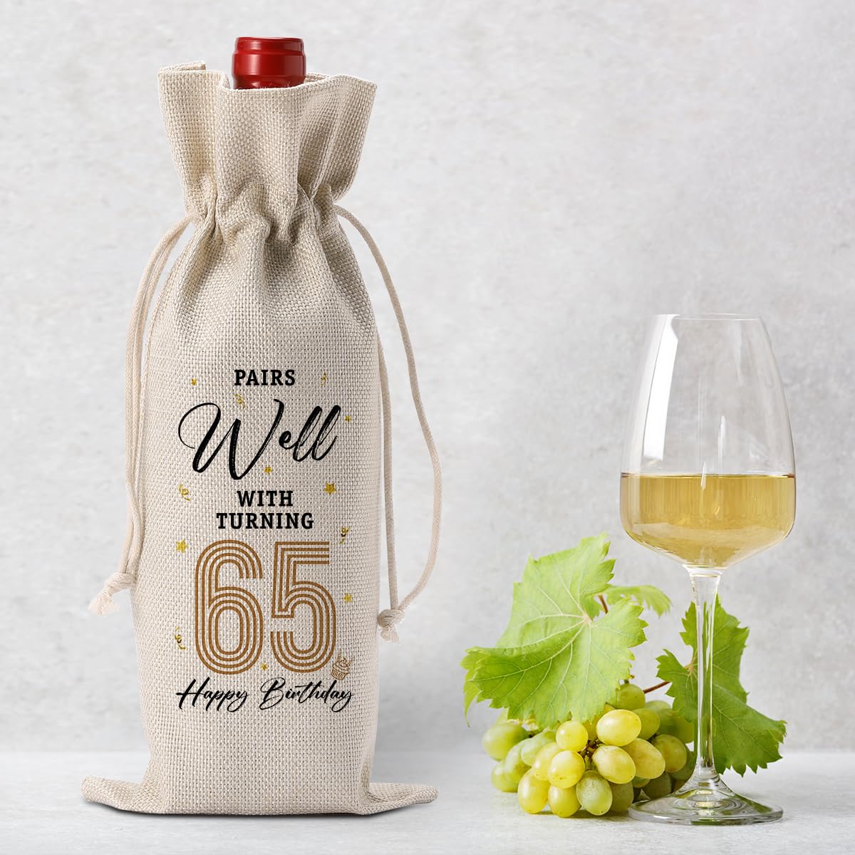 65th Birthday Gifts for Women & Men - Elegant 65 Year Old Birthday Present Ideas with Wine Gift Bag - Perfect for Grandparents Anniversary & Turning 65 Celebrations - Great for Retirement Parties, Milestone Birthdays & Special Occasions