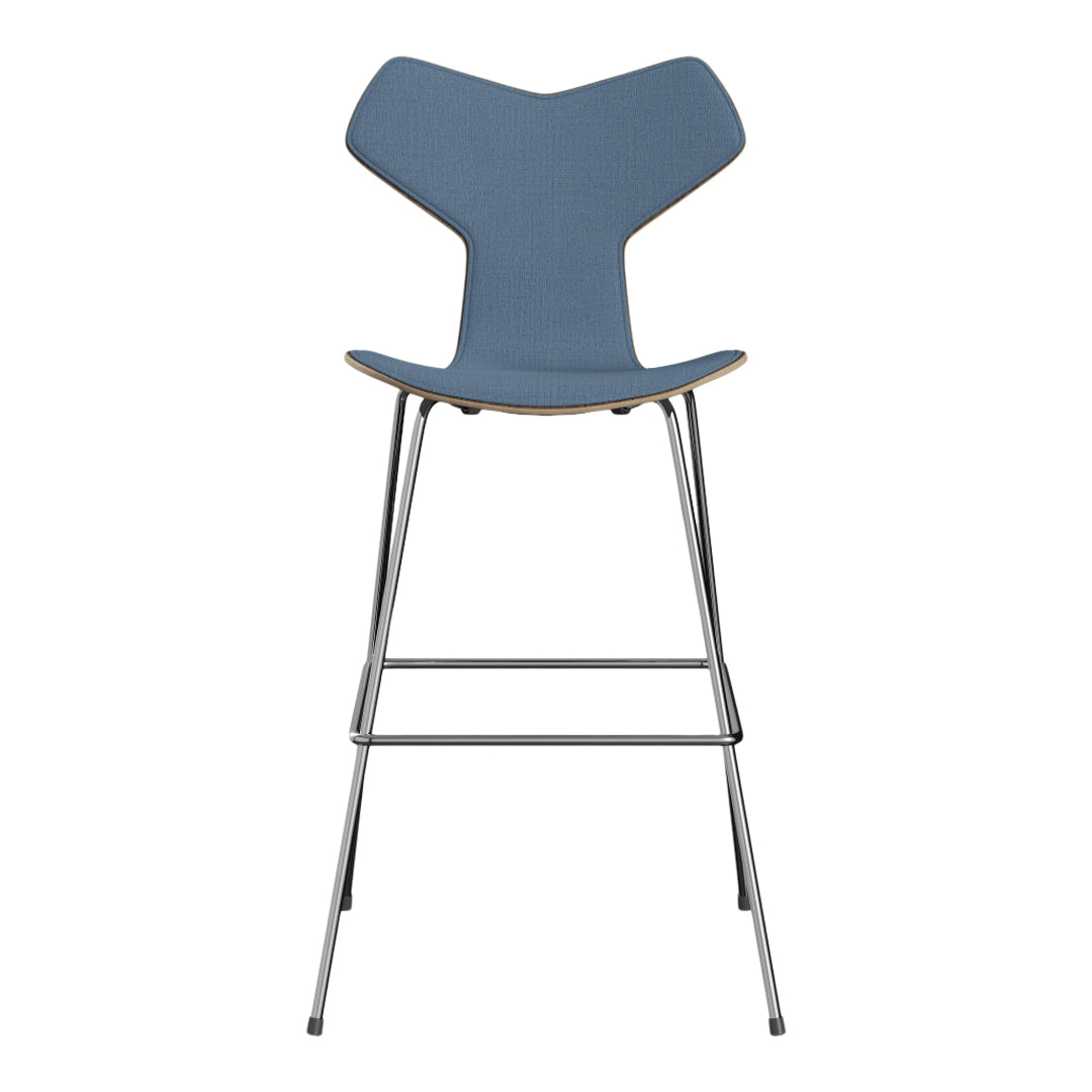 Grand Prix Bar Chair 3139 - Clear Lacquered Finish with Front Upholstery - Modern Bar Stool for Kitchen Island, Home Bar & Restaurant Seating