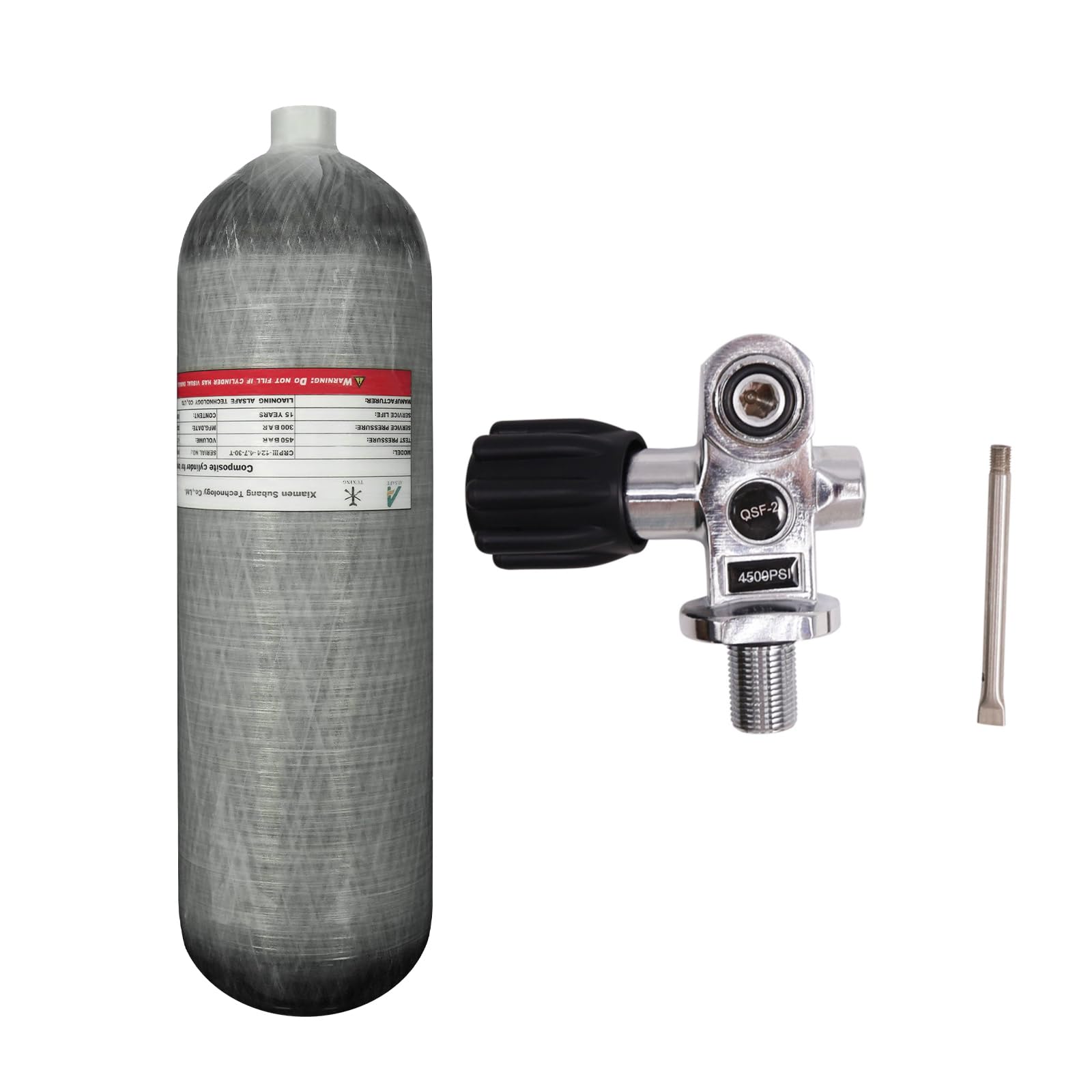 TUDIVING 4.7L 4500Psi Carbon Fiber Scuba Diving Tank - High Pressure Air (HPA) Cylinder for Deep Diving, PCP Paintball & Underwater Adventures | Portable 286 Cu in Oxygen Tank with M18x1.5 Valve | Perfect for Professional Divers, Paintball Enthusiasts & Outdoor Sports