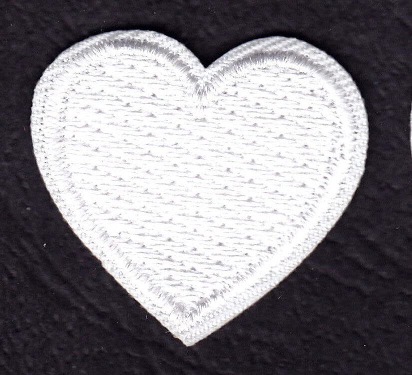 White Heart Small Iron On Embroidered Patch - Love Valentine Romance Design for DIY Crafts, Clothing, Bags & Accessories | Perfect for Valentine's Day Gifts & Romantic Decor