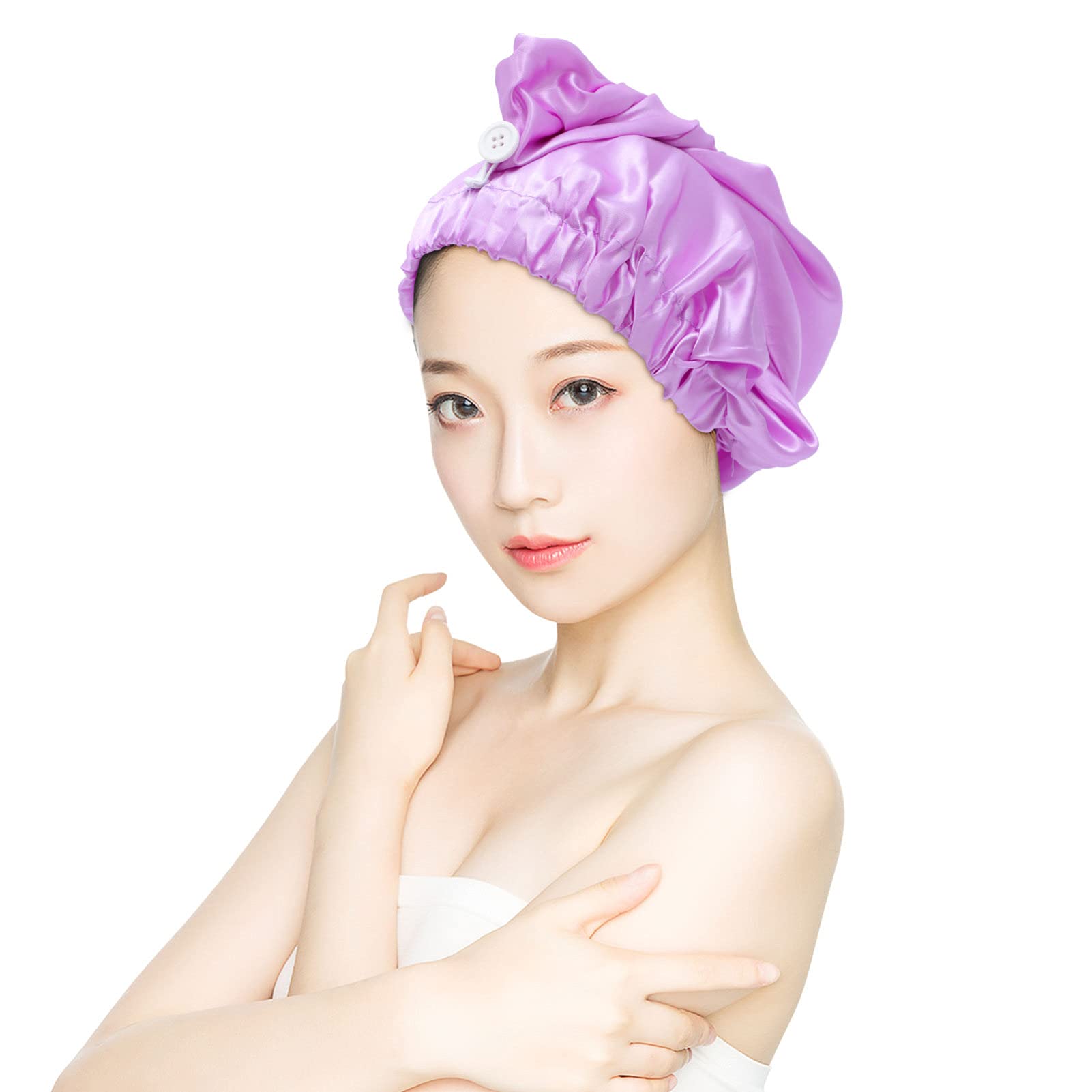 Silk Satin Sleep Cap for Women - Long Hair Bonnet with Adjustable Band, Purple Silk Hair Wrap for Nighttime & Salon Use - Perfect for Dreadlocks, Braids & Natural Hair Protection While Sleeping