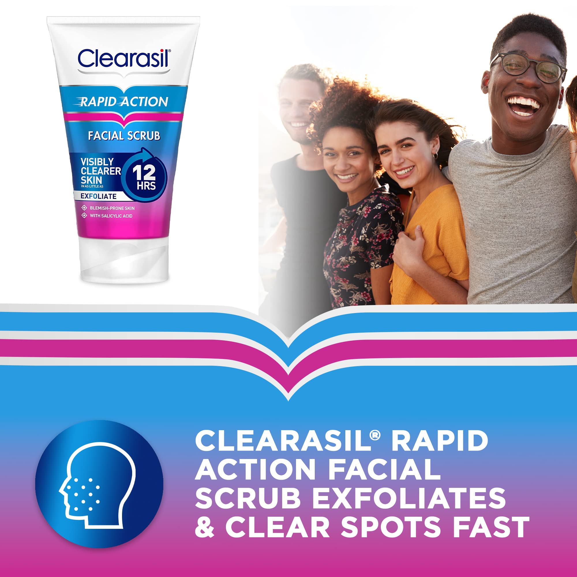 Clearasil Acne & Blackhead Treatment Bundle - Exfoliating Scrub 125ml, Toner 200ml & Gel Wash 150ml | Complete Skincare Routine for Clear Skin | Perfect for Daily Face Wash & Teen Acne Care