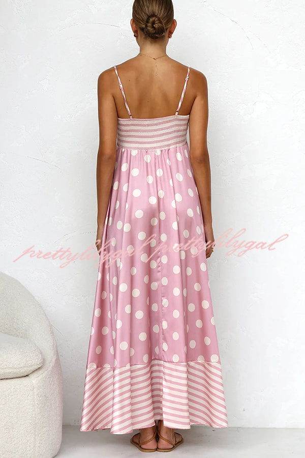 Bailey Unique Print Back Smocked A-Line Slip Maxi Dress for Women | Flowy Summer Beach Dress, Boho Chic Wedding Guest Outfit, Casual Party Wear