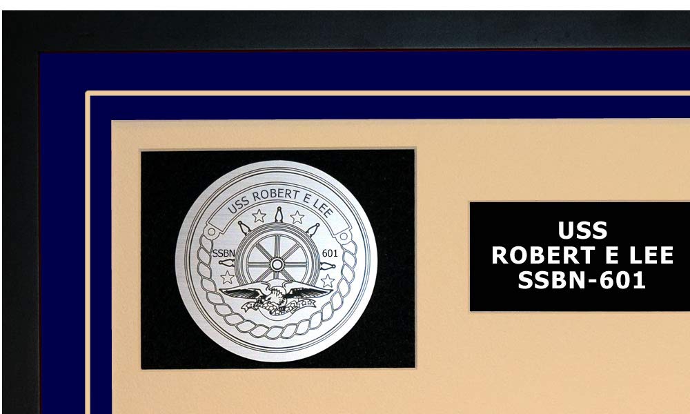 USS Robert E. Lee SSBN-601 Navy Ship Model - Framed Blue Submarine Display for Home Office Decor & Military Collectors