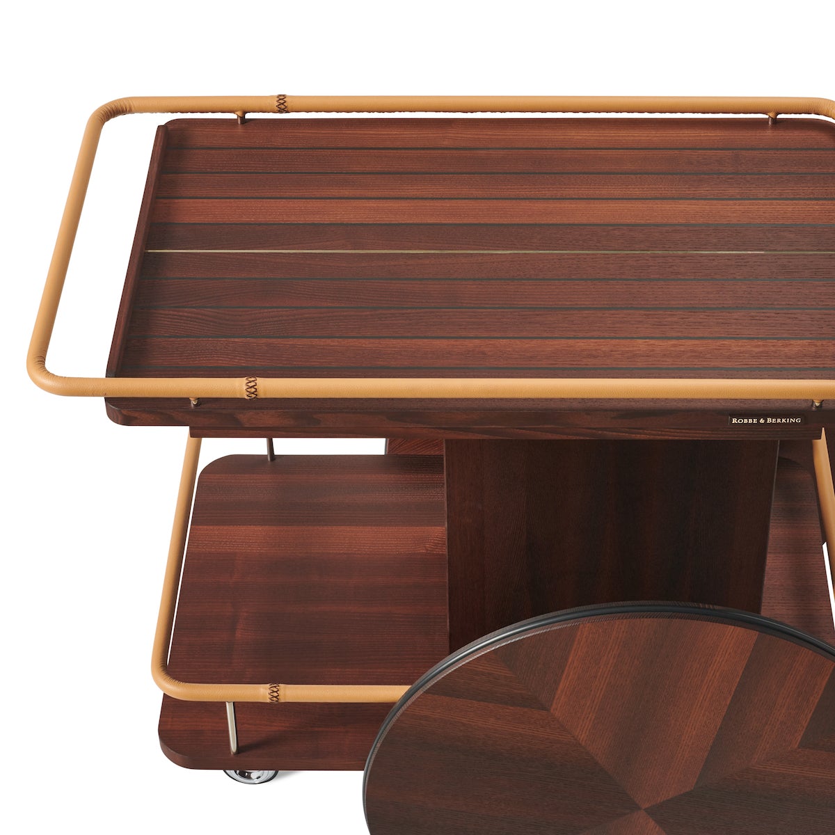 Robbe Berking Premium Bar Cart - Elegant Mobile Serving Cart for Home & Outdoor Entertaining | Perfect for Cocktails, Wine, and Beverage Service