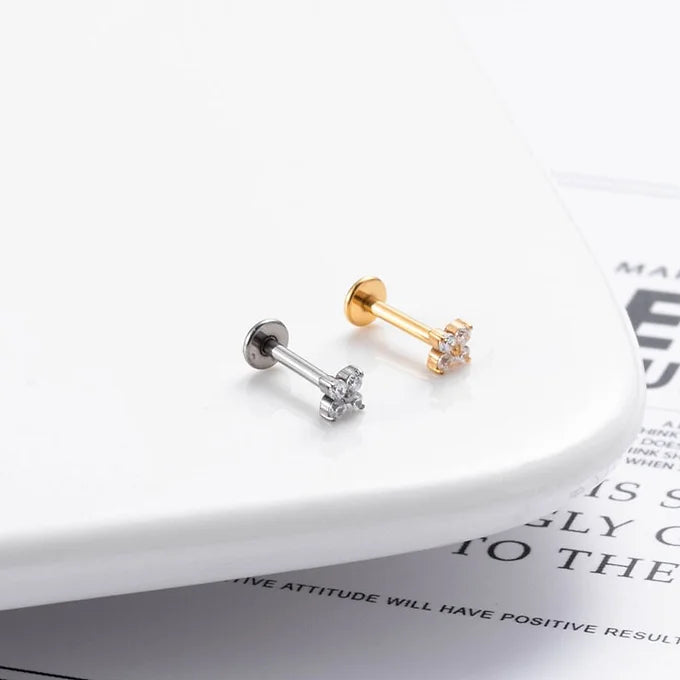 16G Cartilage Titanium Flower Crown Stud Earrings for Women - Hypoallergenic Body Jewelry for Sensitive Ears | Perfect for Everyday Wear, Parties & Special Occasions