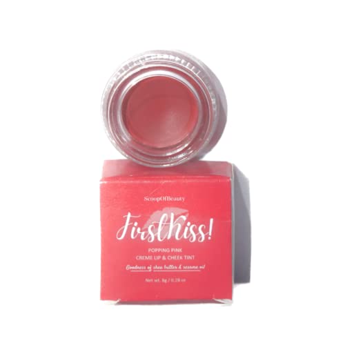 Scoop of Beauty First Kiss Pink Lip and Cheek Creme Tint - 8g Natural Makeup for Flawless Blush & Lip Color | Perfect for Everyday Wear & Date Nights