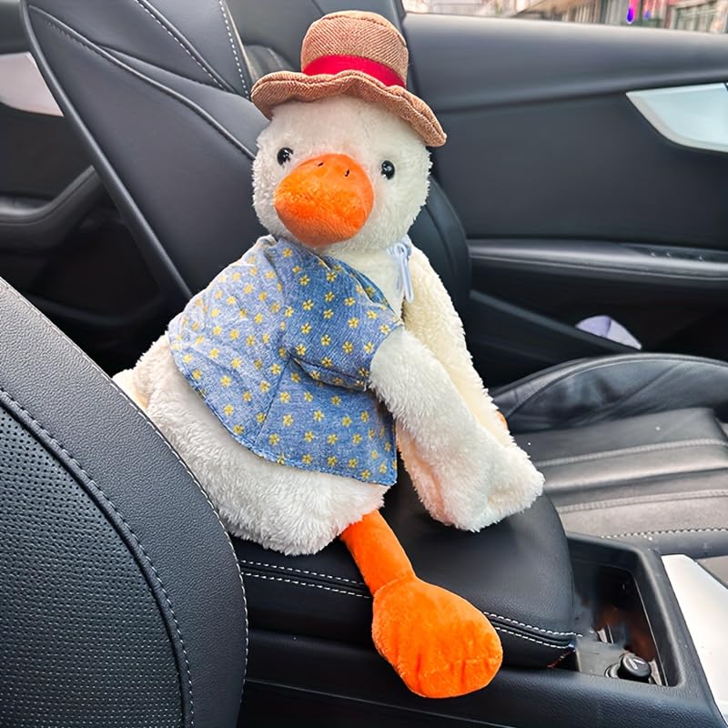 Cute Duck Car Tissue Box Holder - Plush Hanging Car Tissue Dispenser - Creative Animal Car Accessories for Decoration - White - Perfect for Car Interior Organizing & Decoration