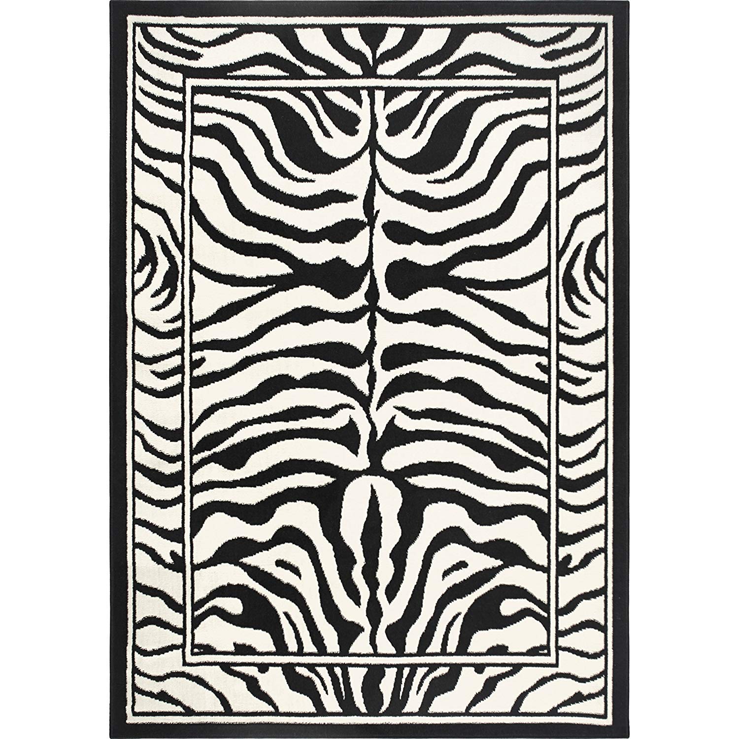 Modern Animal Print Area Rug - Zebra Striped Black & White Skin Design African Carpet (2'x3') for Living Room, Bedroom, or Dorm Decor