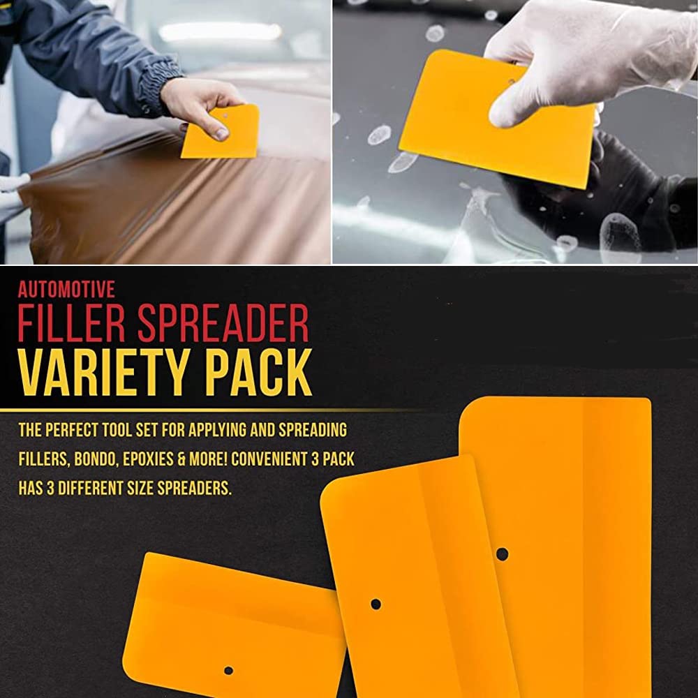 TINSKY 15PCS Automotive Body Filler Spreaders - 4, 5 & 6 Inch Hard Plastic Putty Knives for Car Body Repair, Filler Application, Glazing & Caulking - Perfect for DIY Auto Maintenance & Professional Body Shops