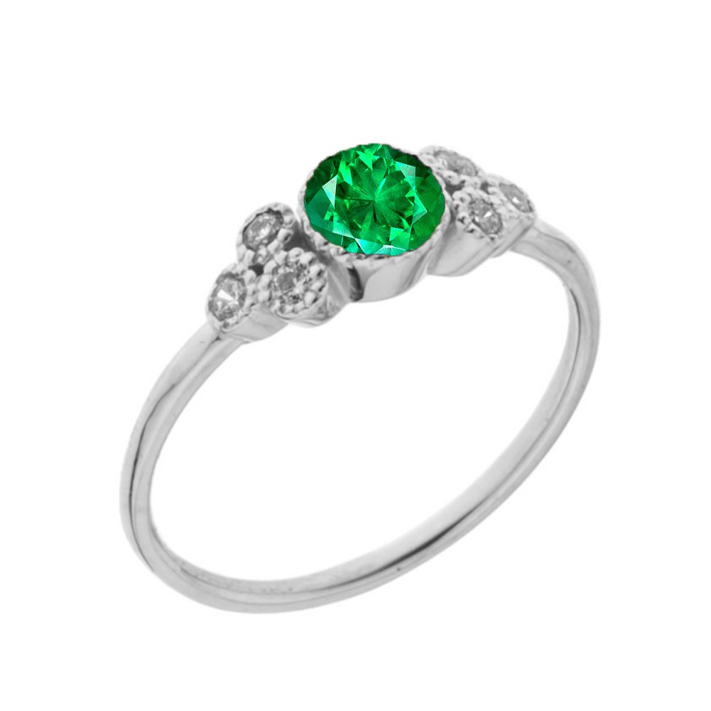 14K White Gold May Birthstone Floral Cluster Promise Ring with White Topaz - Elegant Jewelry Gift for Her, Anniversary, Engagement & Special Occasions