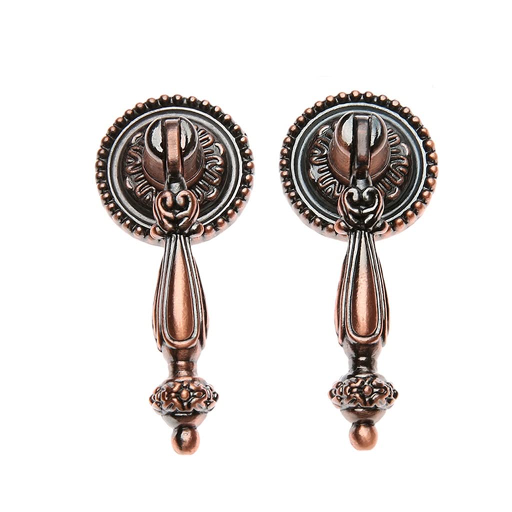 2 Pack Antique Brass Cabinet Knobs - 30mm Vintage Drawer Handles for Kitchen Cabinets, Dressers & Furniture - Elegant Hanging Design - Perfect for Home Renovation & DIY Projects