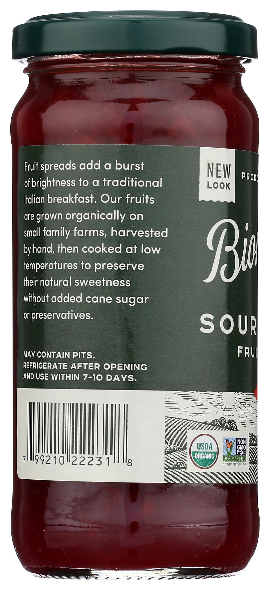 Organic Sour Cherry Fruit Spread - 9 oz Jar | Gluten-Free, No Added Sugar | Perfect for Toast, Yogurt & Dessert Toppings