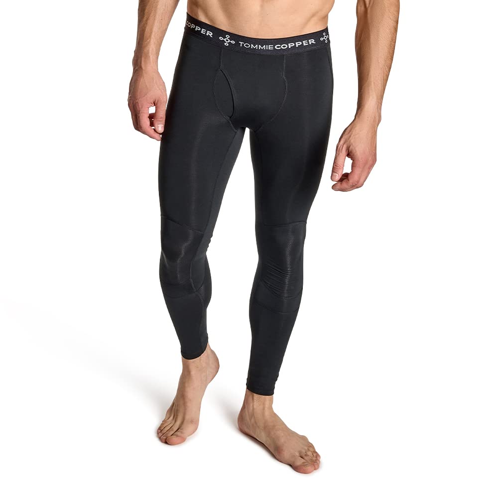 Tommie Copper Men's Compression Tights with Knee Support | UPF 50 Sun Protection, Moisture-Wicking & Breathable for Running, Gym Workouts & Knee Pain Relief | Ideal for Sports, Recovery & Active Lifestyle