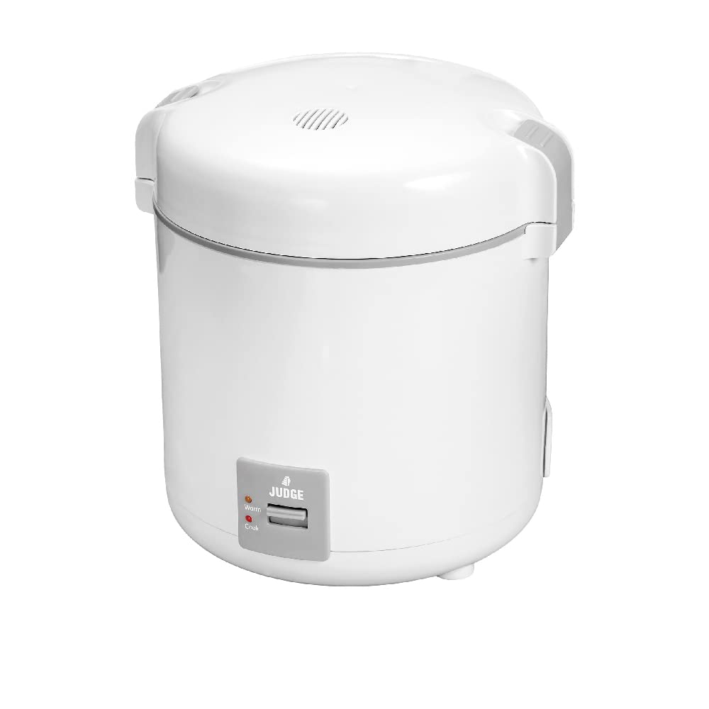 Judge Small Electric Rice Cooker 2-Cup Capacity - Fully Automatic Non-Stick Rice Pot with Keep Warm Function | Includes Measuring Cup & Ladle | PFOA-Free | Perfect for Dorm Rooms, Small Kitchens & Office Use