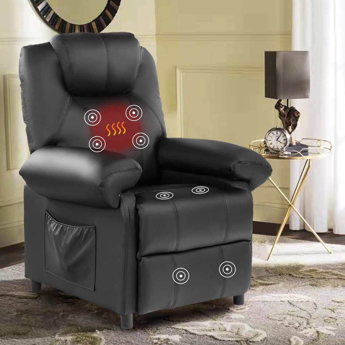 KCREAM Heated Massage Recliner Chair - Ergonomic Lounge Sofa with Padded Seat & Side Pockets for Living Room - Perfect for Relaxation, Gaming & Home Theater Comfort