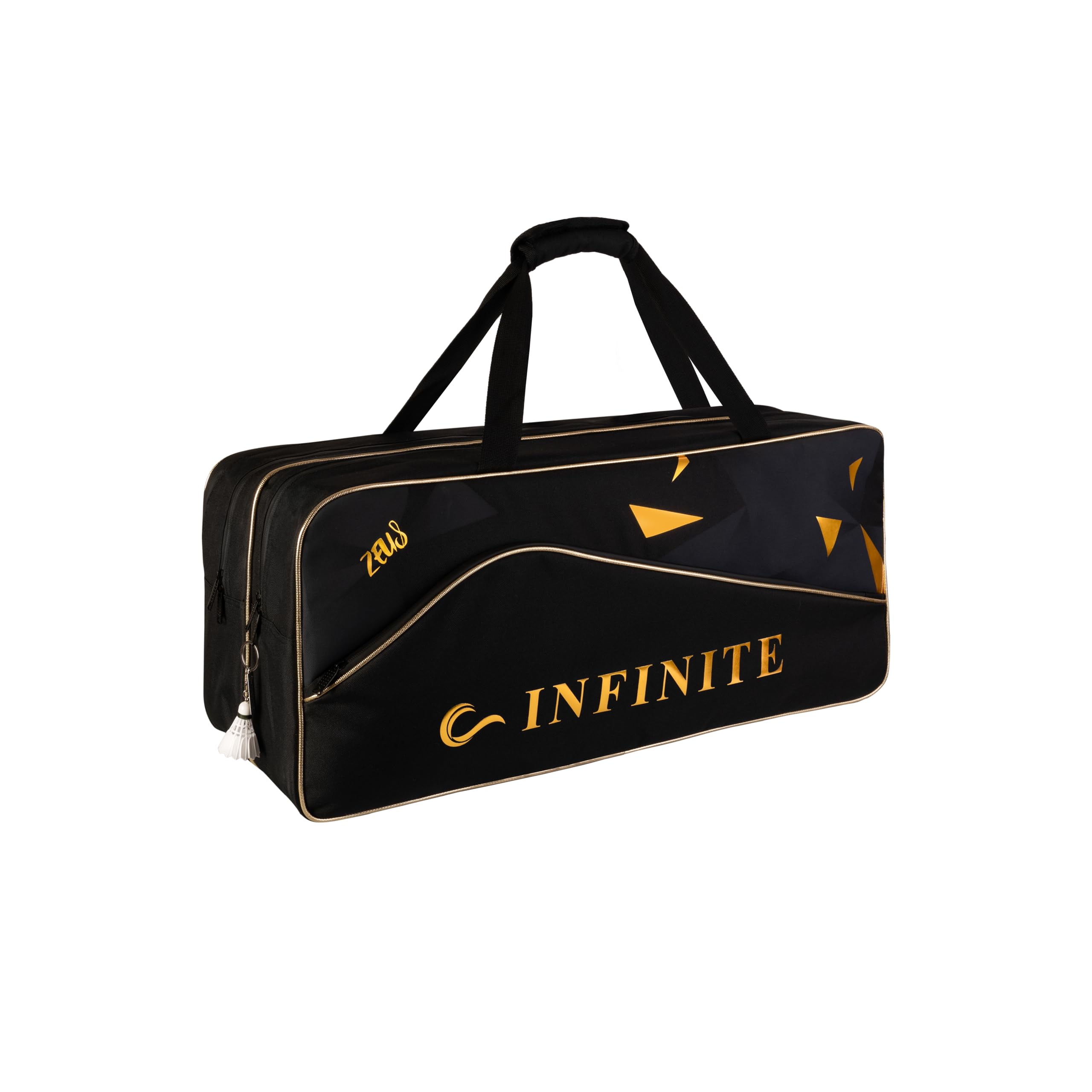 Premium Thermal Badminton Kit Bag with 3 Compartments - Large Capacity Sports Bag Holds 6 Rackets & Shoes - Durable Oxford Fabric with Double Zipper (Black & Gold) - Perfect for Badminton Tournaments, Training & Gym Storage