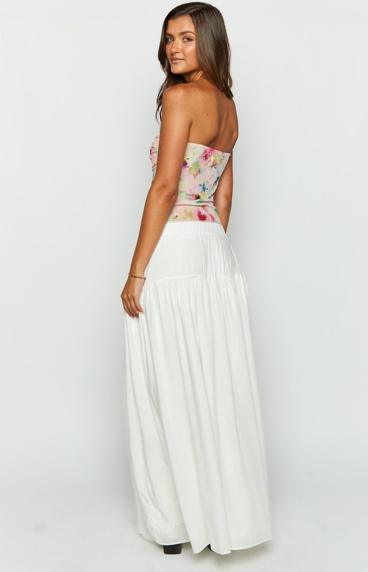 Elegant Cade White Maxi Skirt for Women - Flowy Boho Summer Skirt with Pockets | Perfect for Beach, Vacation, and Casual Outings