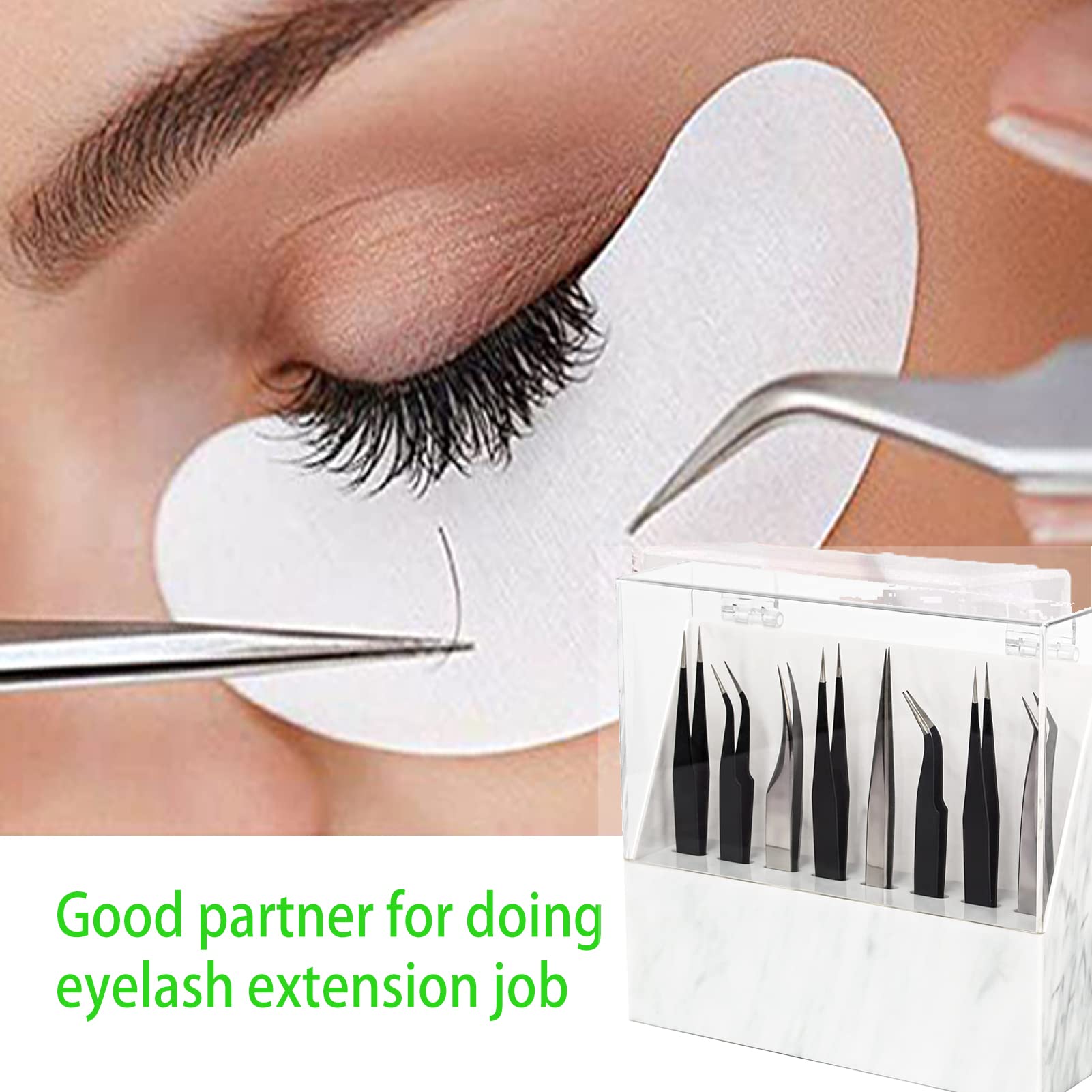 Professional Eyelash Extension Tweezers Cleaner with 8-Hole Acrylic Stand - Salon & Home Use - Perfect for Lash Artists, Beauty Salons & DIY Lash Care