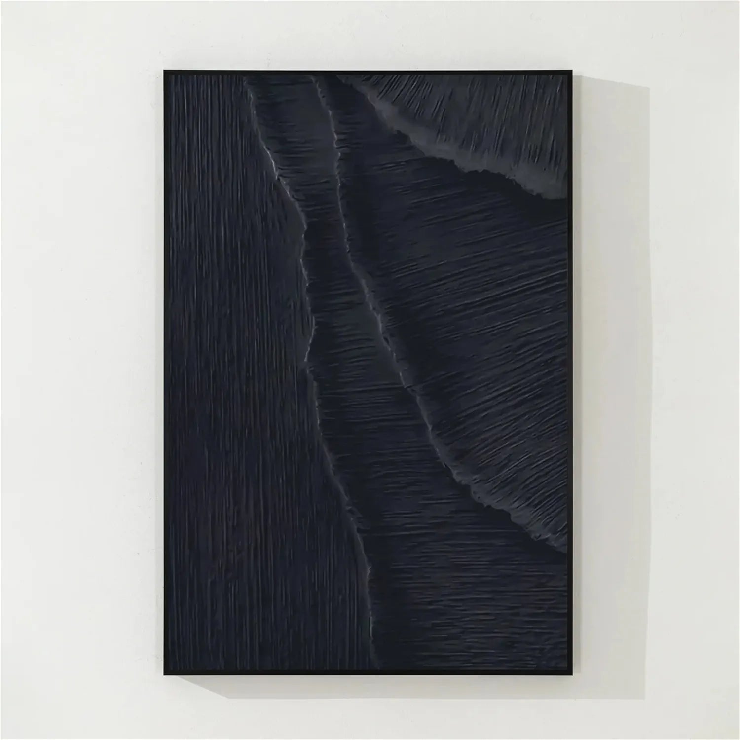 Black Plaster Art Minimalist Textured Painting - Modern Abstract Wall Decor for Living Room, Bedroom & Office - #MZ099
