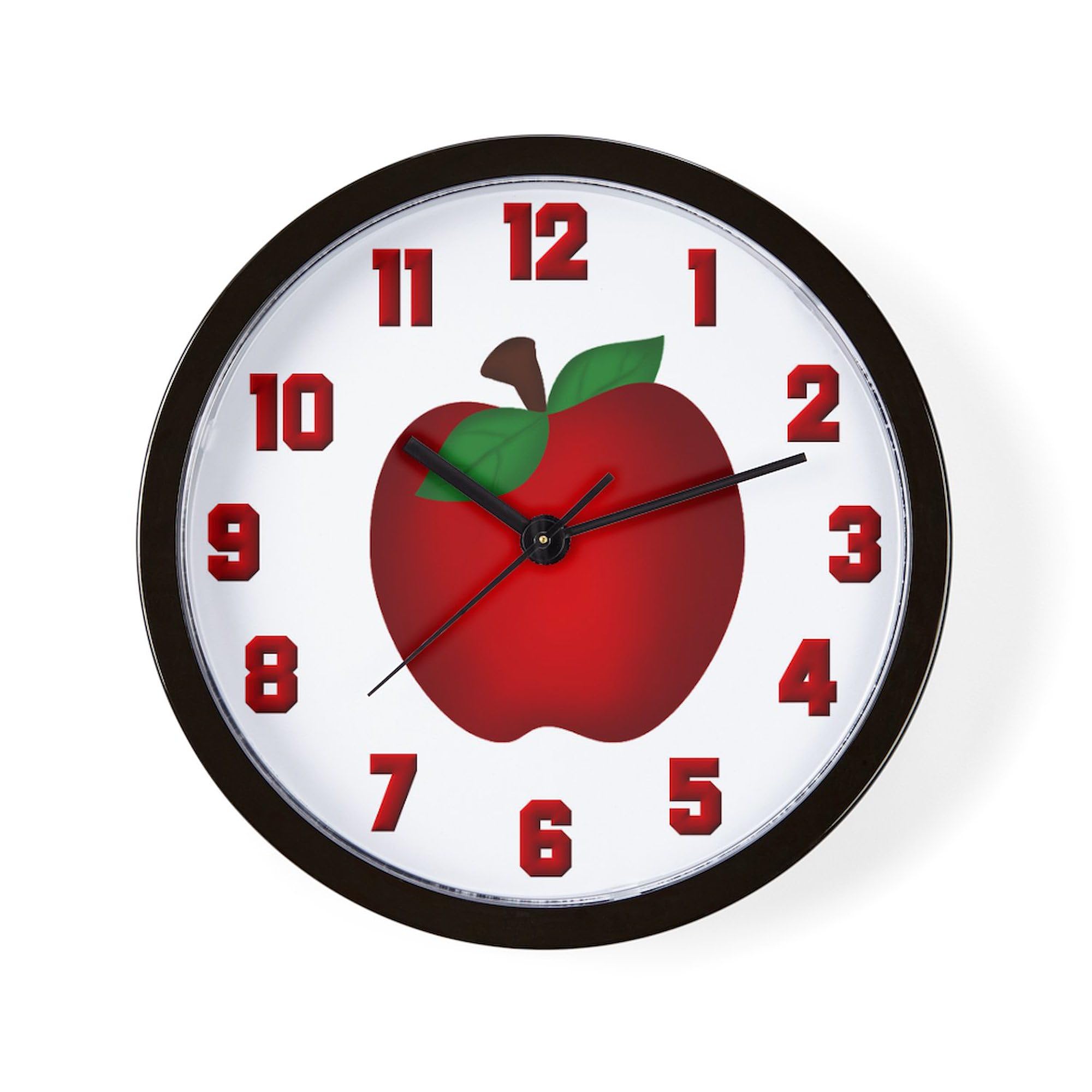 CafePress Apple 10 Inch Wall Clock - Modern Decorative Clock for Living Room, Kitchen, Office & Home Decor | Perfect for Home, Office, or Gift Giving
