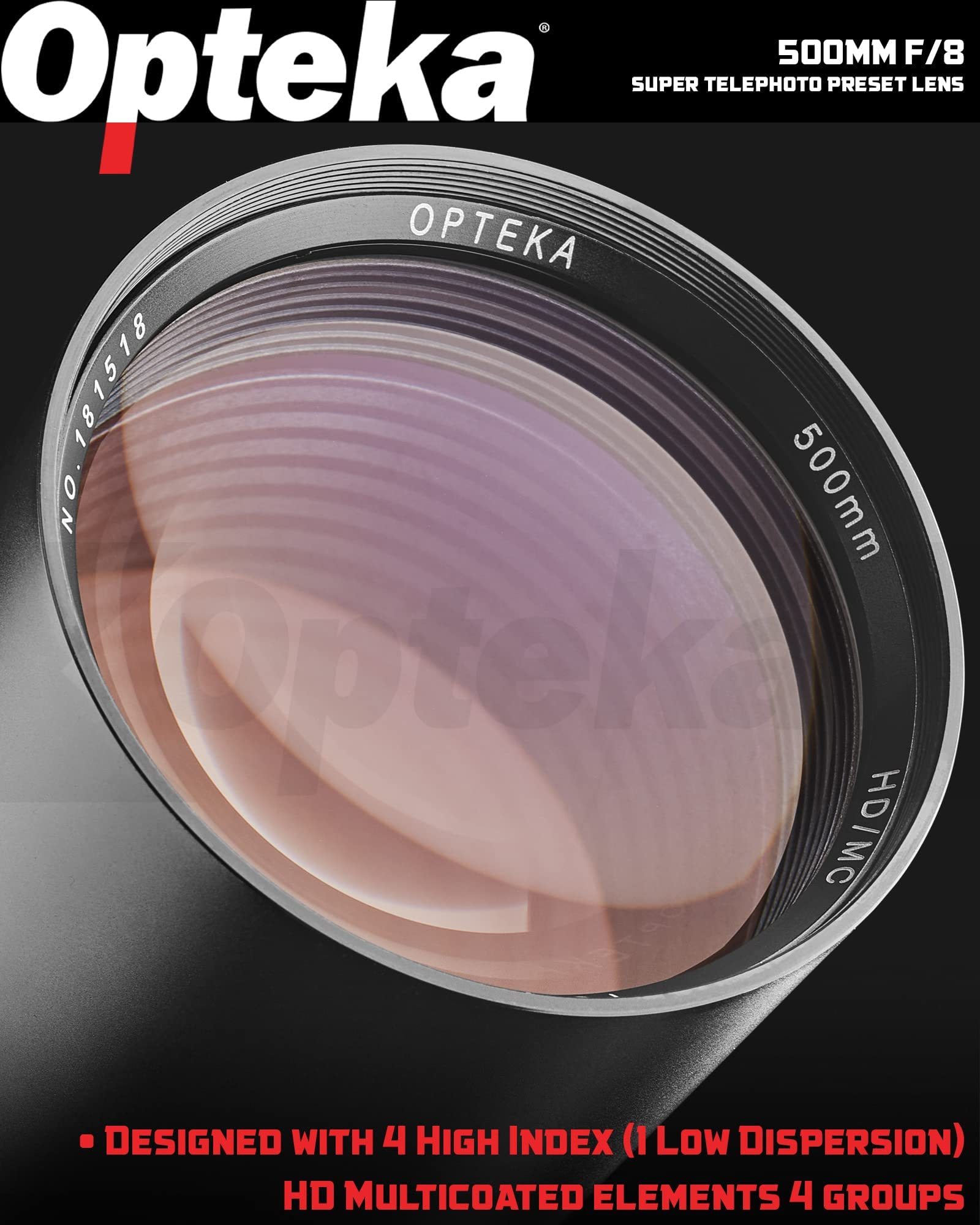 Opteka 500mm/1000mm f/8 Manual Telephoto Lens for Canon DSLR Cameras - Compatible with EOS 80D, 77D, 70D, 6D, 5D Series & Rebel Models - Perfect for Wildlife, Sports & Long-Distance Photography
