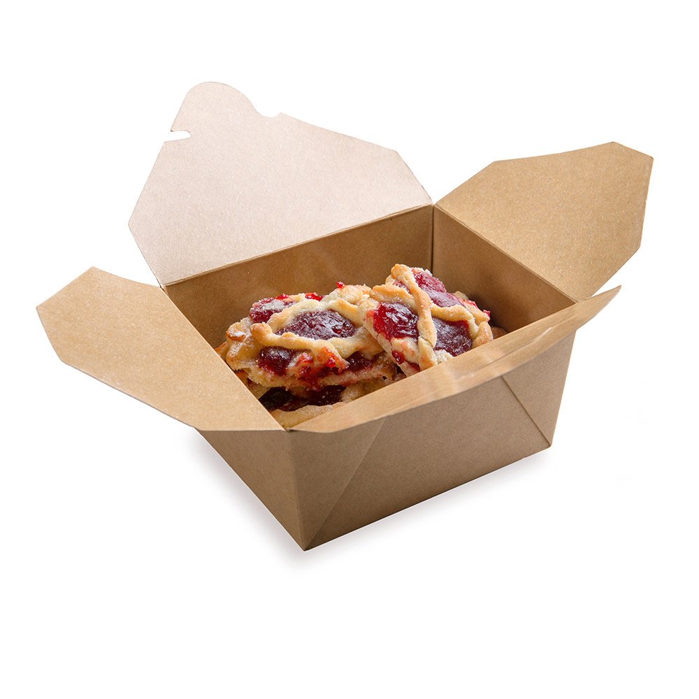 Restaurantware Bio Tek 30oz Eco-Friendly Paper Takeout Containers - 50 Pack Greaseproof Microwave-Safe Kraft Food Boxes with Tab Lock for Hot & Cold Meals | Perfect for Restaurants, Catering & Food Delivery Services
