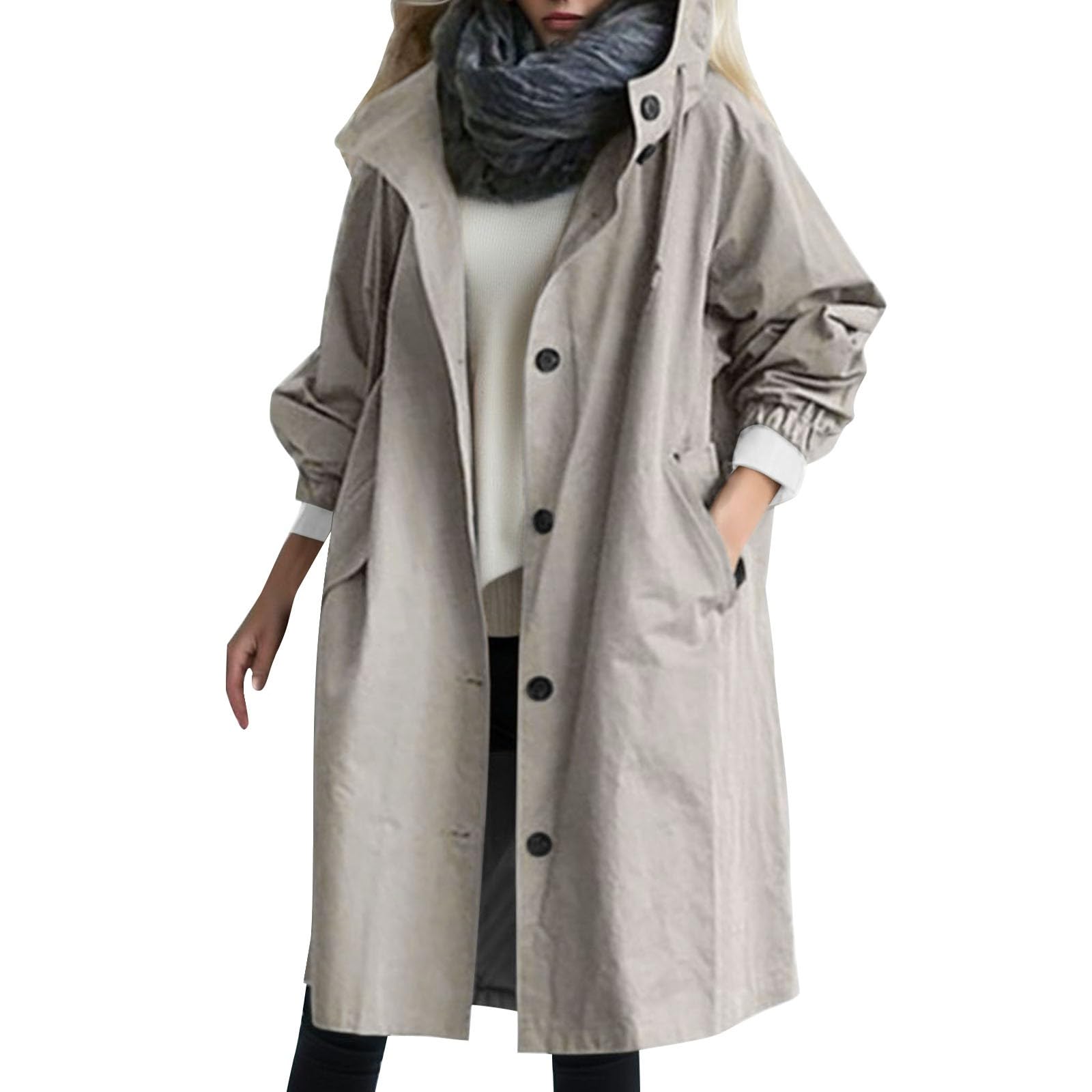 Women's Waterproof Rain Jacket - Lightweight Hooded Windbreaker Trench Coat for Outdoor Activities | Hiking, Camping & Commuting in All Weather