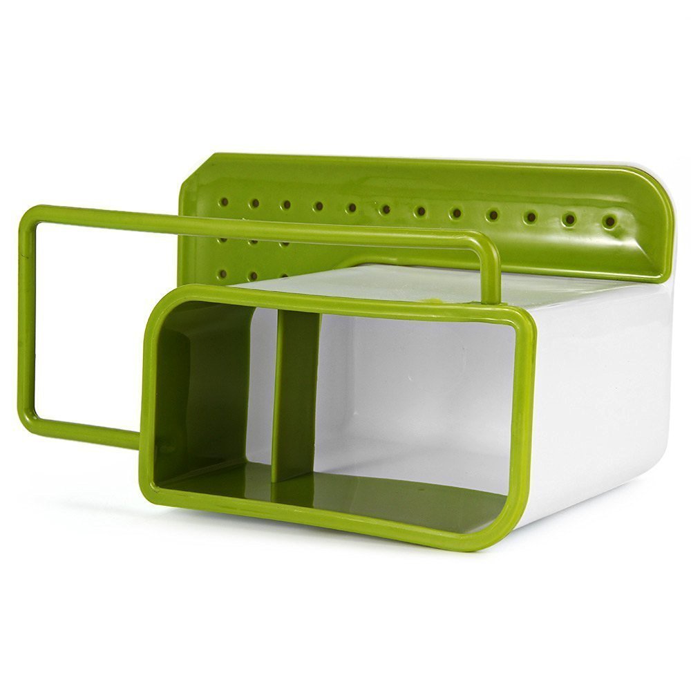 JAPP 3-in-1 Kitchen Sink Organizer Holder for Dish Soap, Sponge, Brush & Cleaning Supplies - Space Saving Under Sink Storage Solution for Kitchen, Bathroom & Laundry Room Organization
