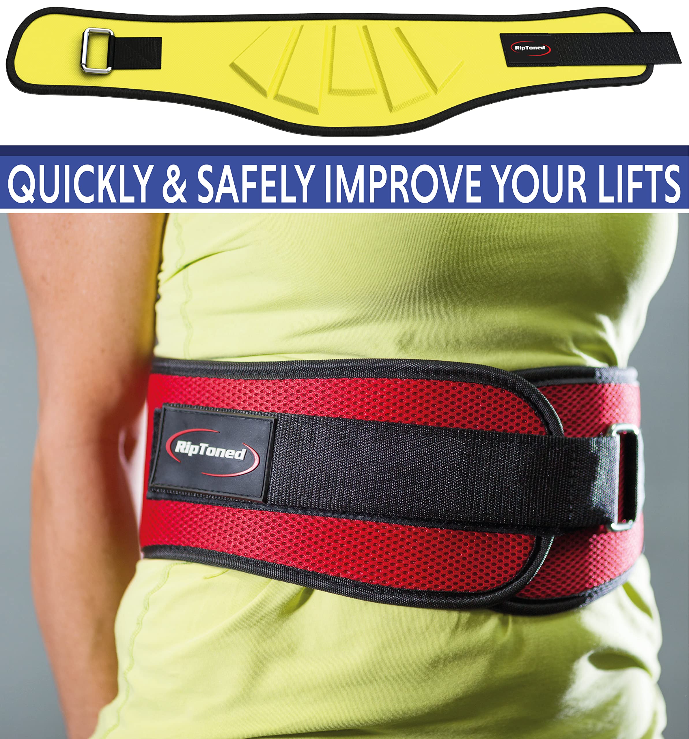 Rip Toned Weight Lifting Belt for Men & Women - Premium Powerlifting & Bodybuilding Belt with Back Support - Ideal for Squats, Deadlifts, Bench Press, Clean & Lunges - Perfect for Strength Training, CrossFit & Gym Workouts